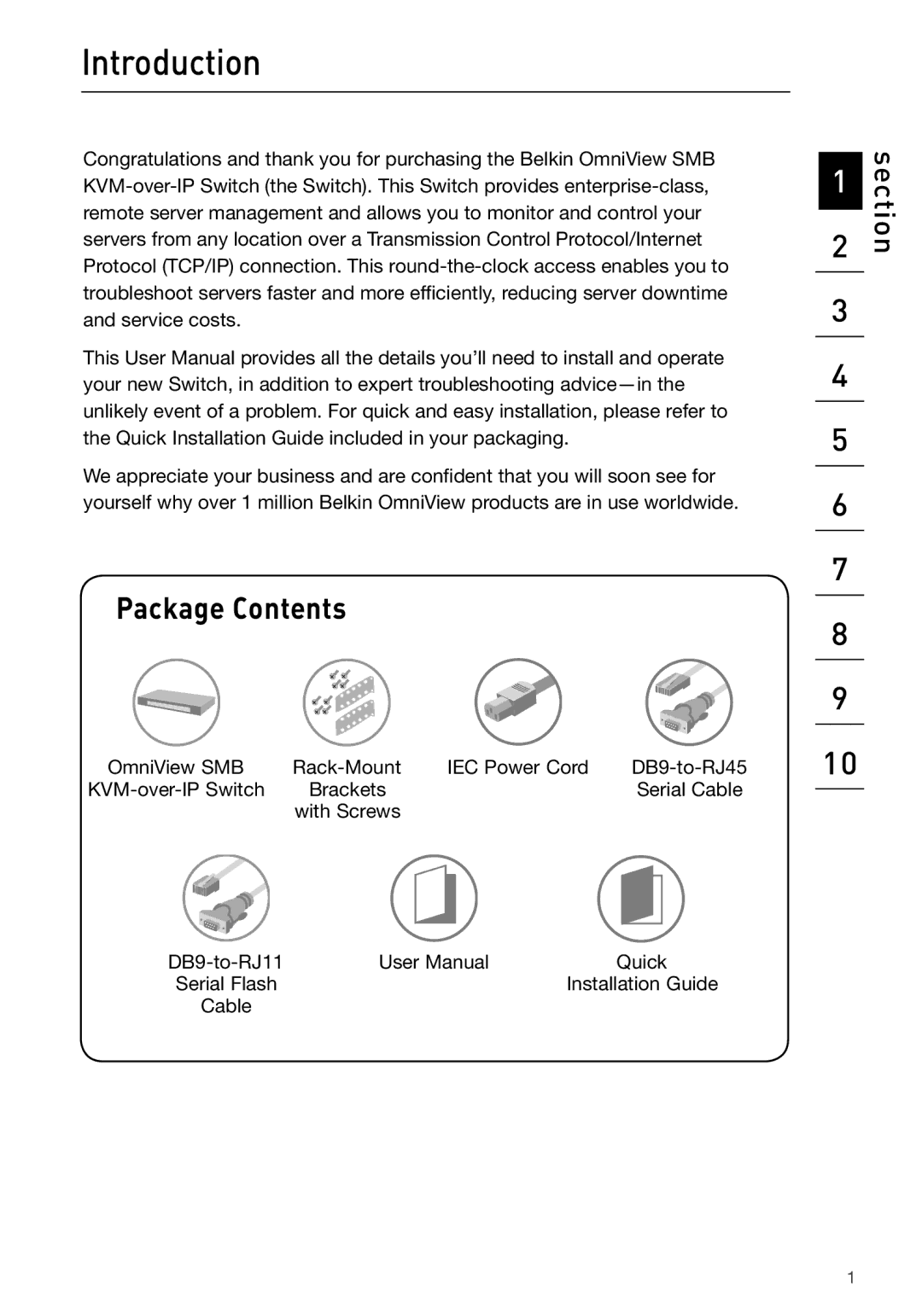 Belkin F1DP116G, F1DP108G user manual Introduction, Package Contents 