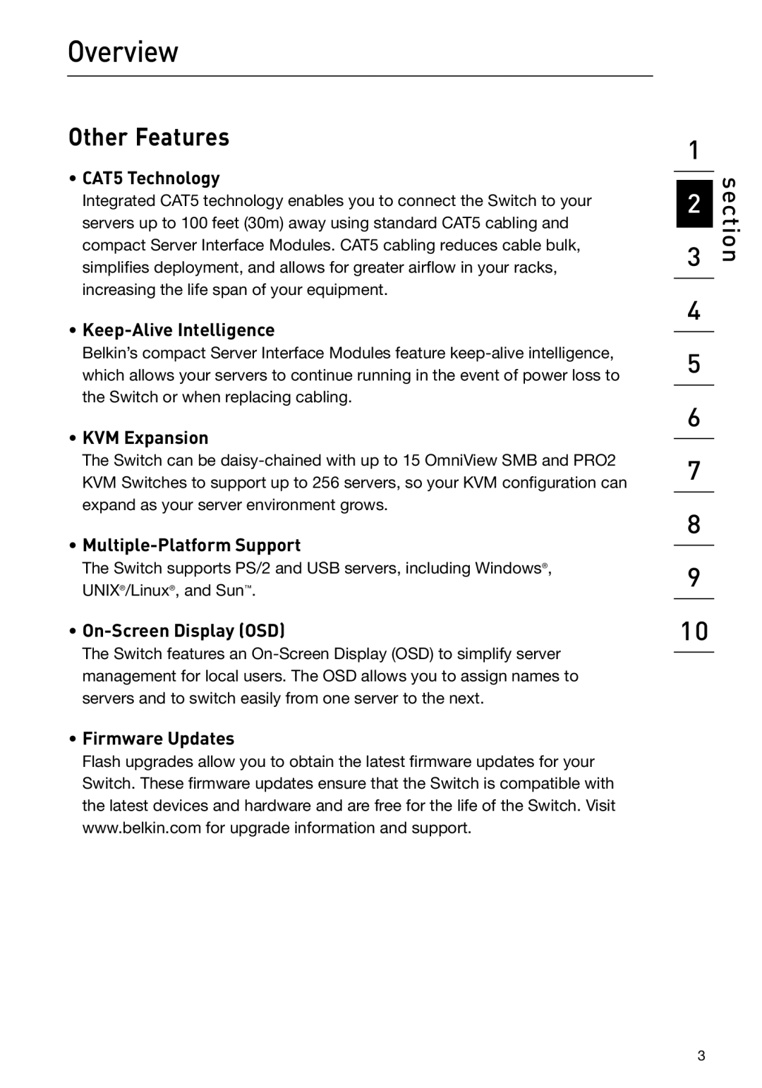 Belkin F1DP116G, F1DP108G user manual Other Features 