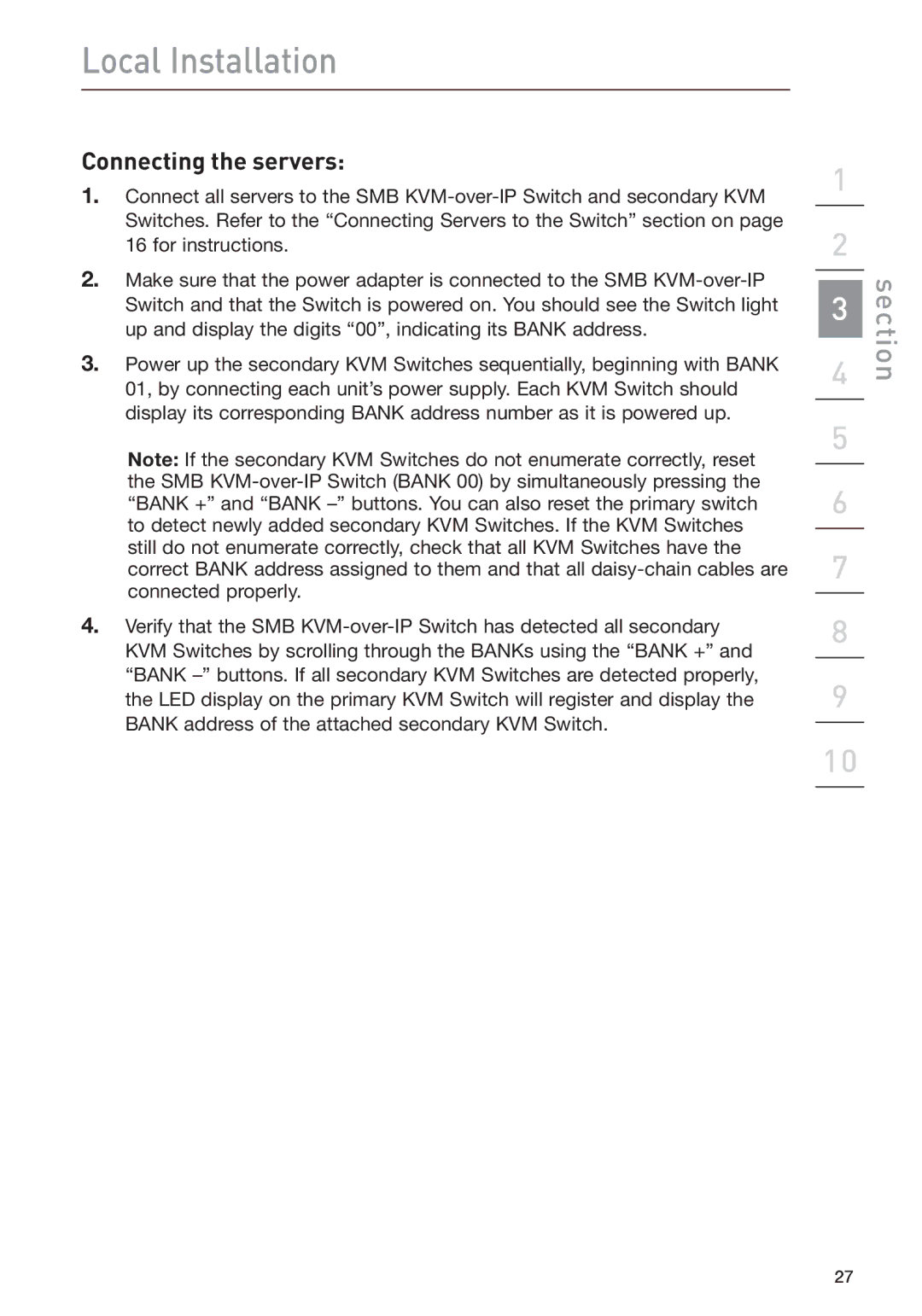 Belkin F1DP108G user manual Connecting the servers 