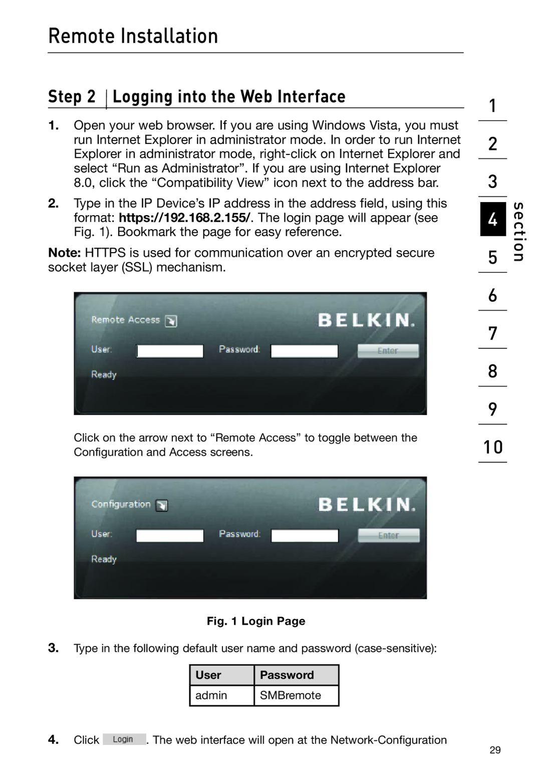 Belkin F1DP108G user manual Logging into the Web Interface, Login 