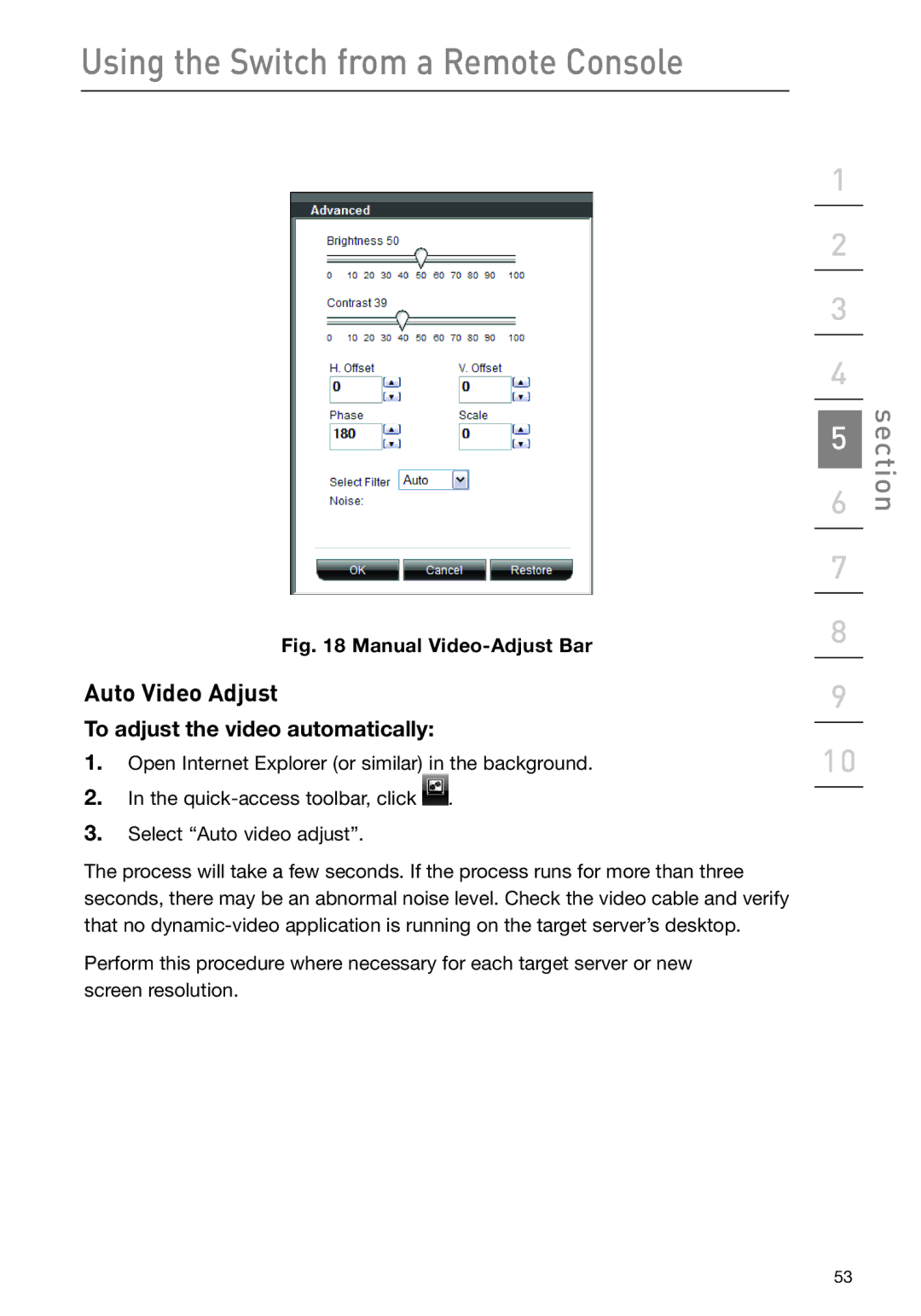 Belkin F1DP108G user manual Auto Video Adjust, To adjust the video automatically 