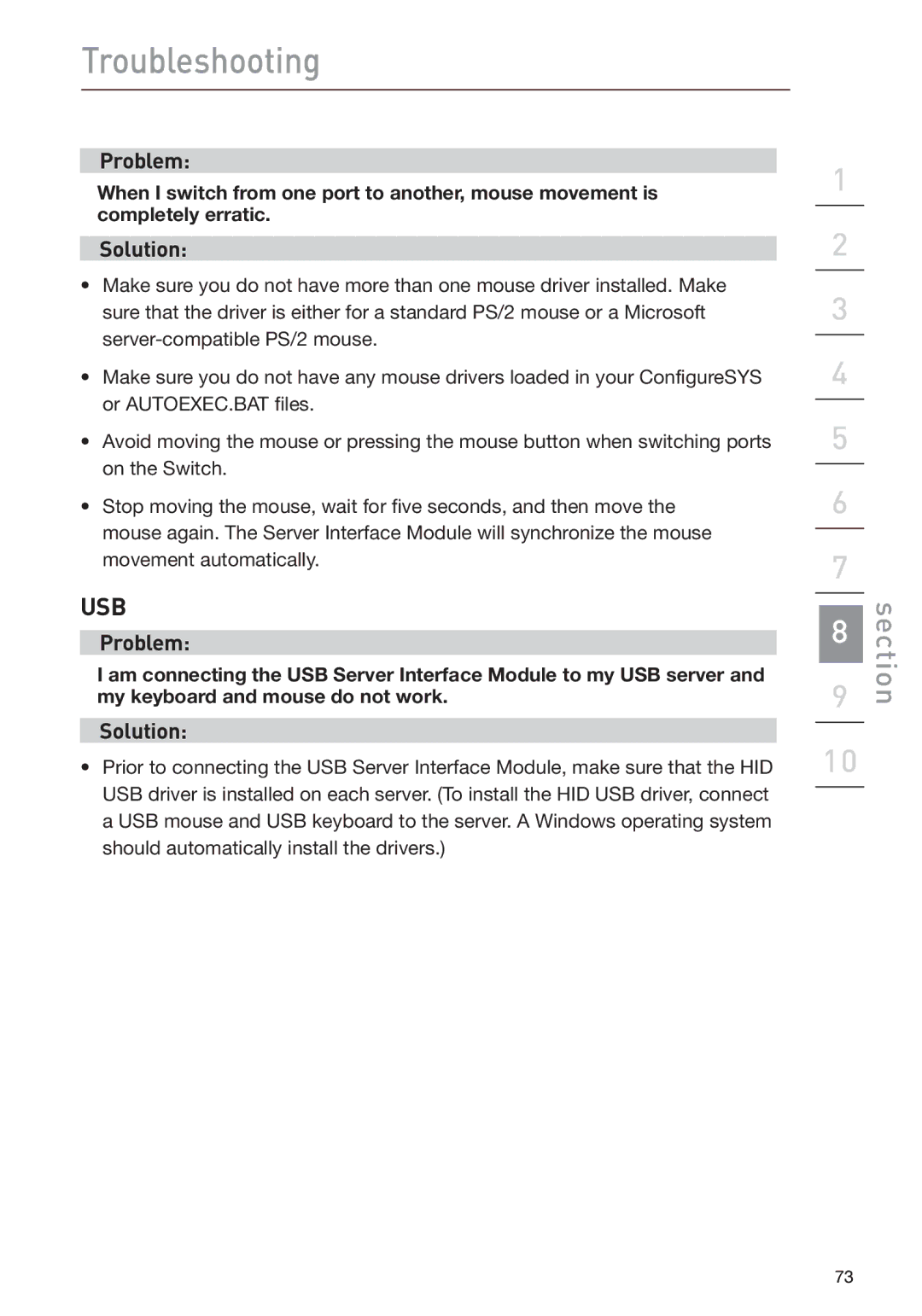 Belkin F1DP108G user manual Usb 