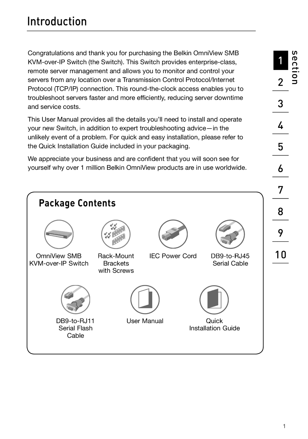 Belkin F1DP108Gea, F1DP116Gea user manual Introduction, Package Contents 