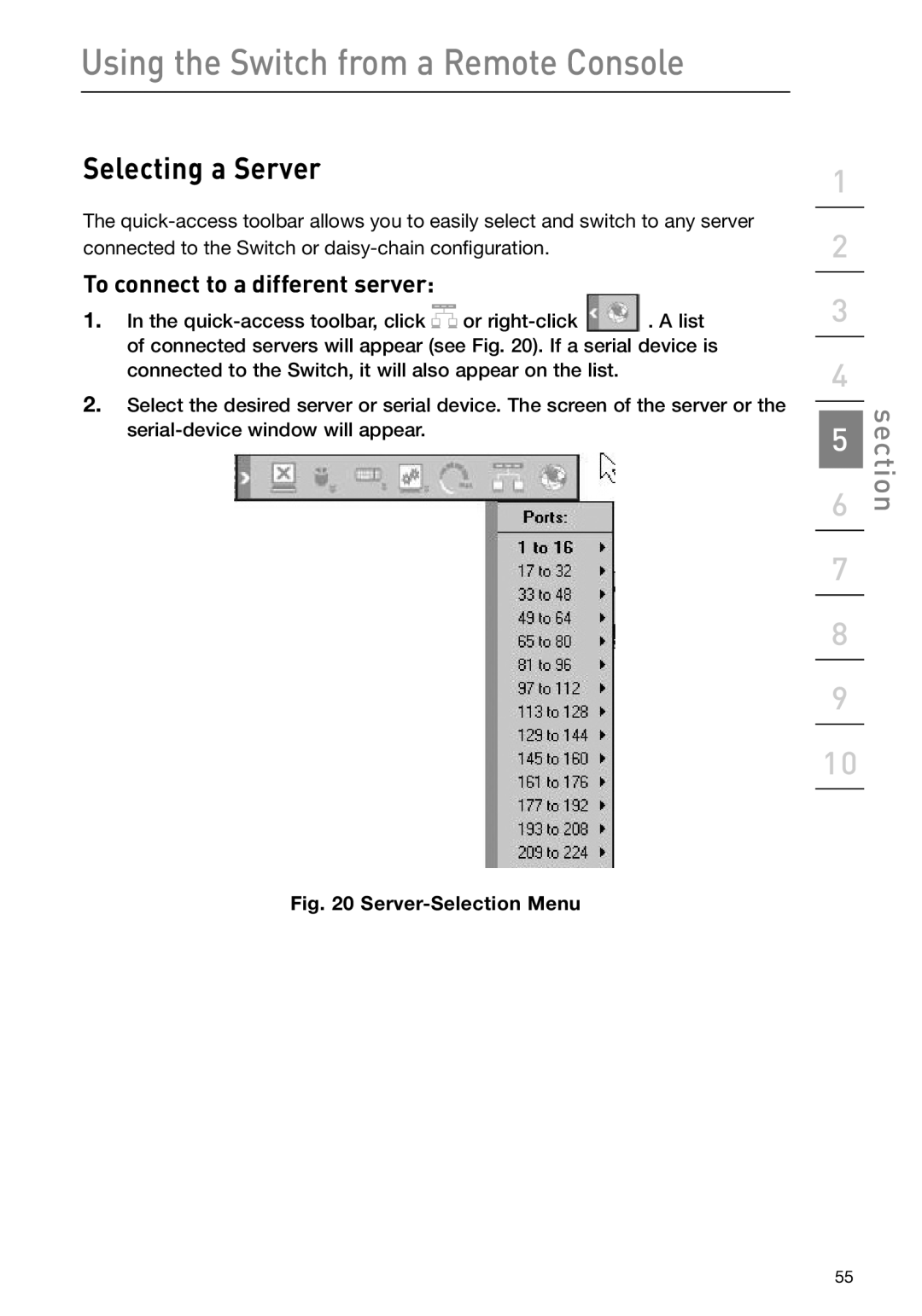 Belkin F1DP108Gea, F1DP116Gea user manual Selecting a Server, To connect to a different server 