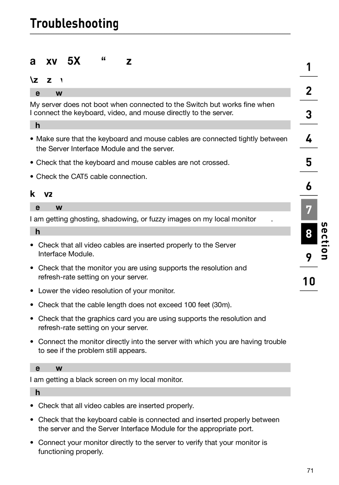 Belkin F1DP108Gea, F1DP116Gea user manual Troubleshooting, Local Console, General, Video 