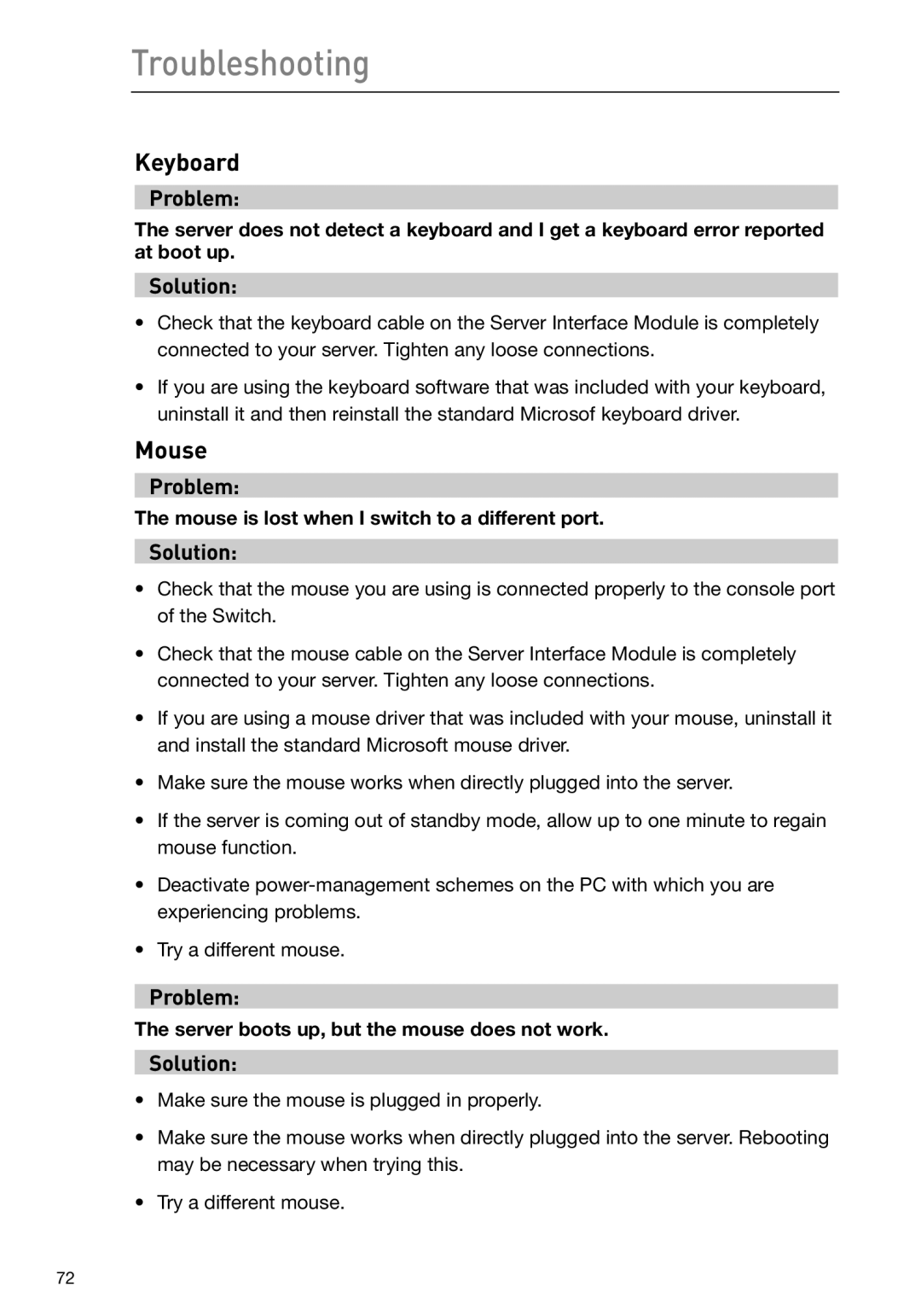 Belkin F1DP116Gea, F1DP108Gea user manual Keyboard, Mouse 