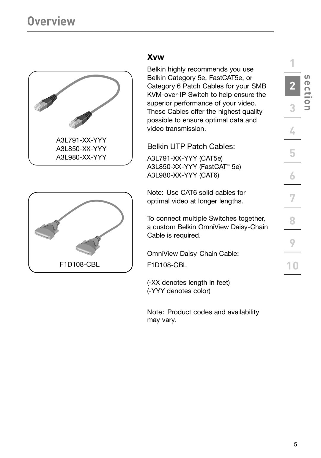 Belkin F1DP108Gea, F1DP116Gea user manual Belkin UTP Patch Cables 