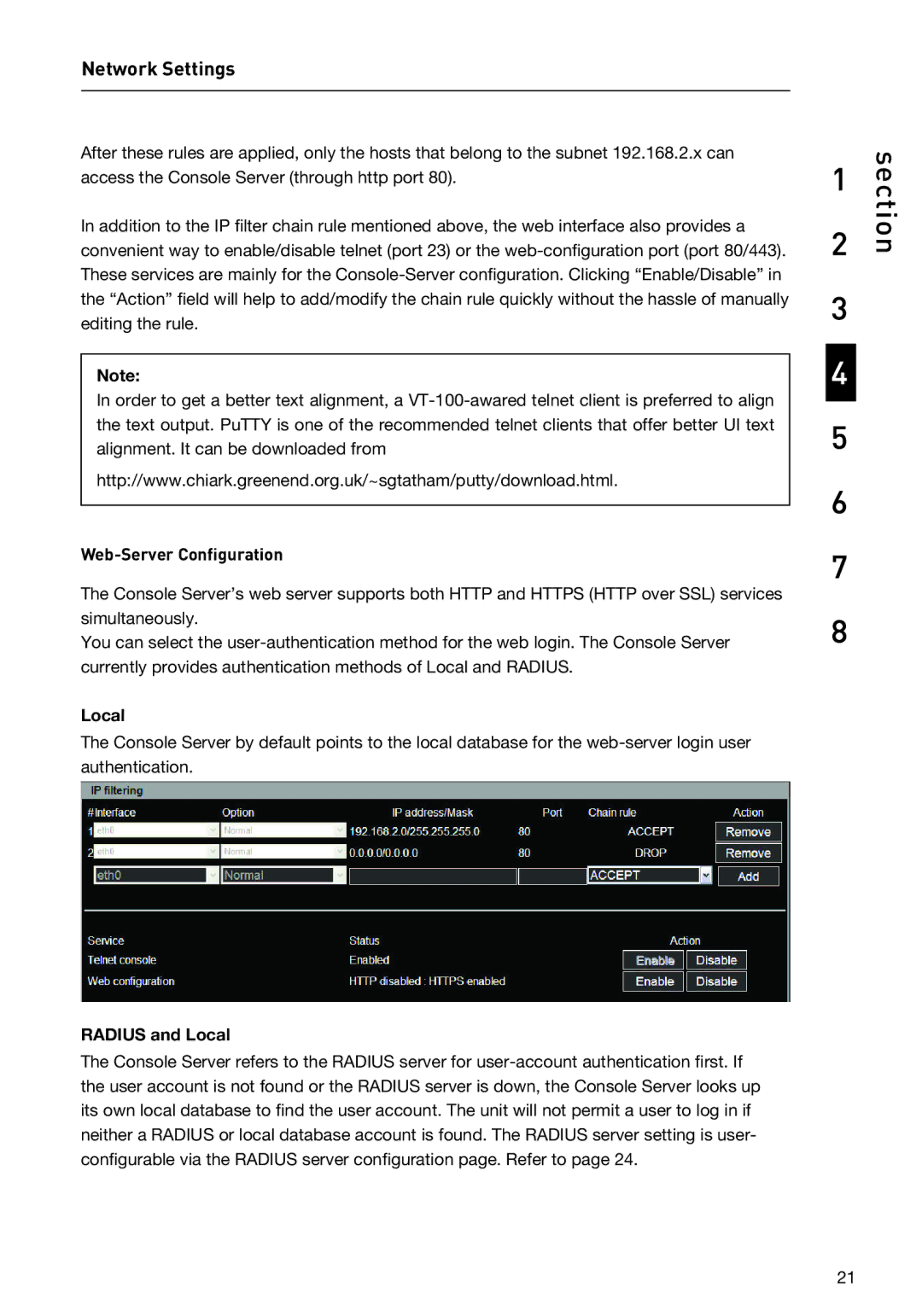 Belkin F1DP116SEA user manual Web-Server Configuration, Radius and Local 