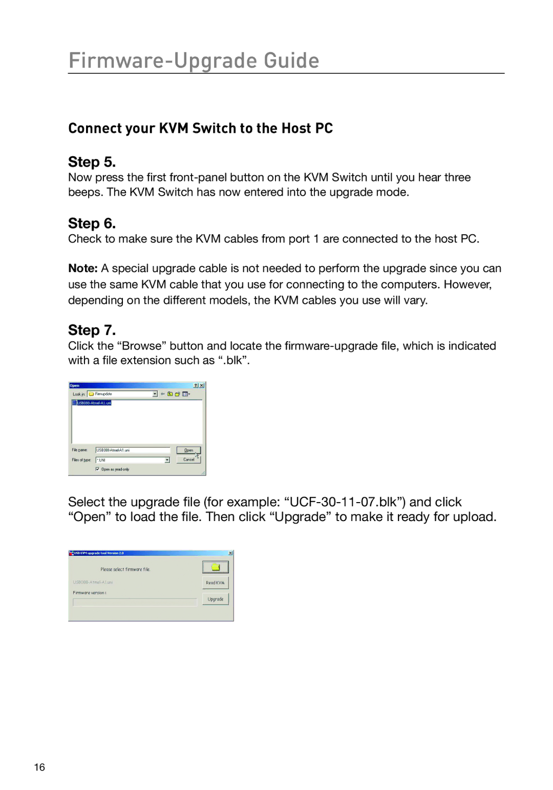 Belkin F1DS102L, F1DS104L manual Firmware-Upgrade Guide, Connect your KVM Switch to the Host PC Step 