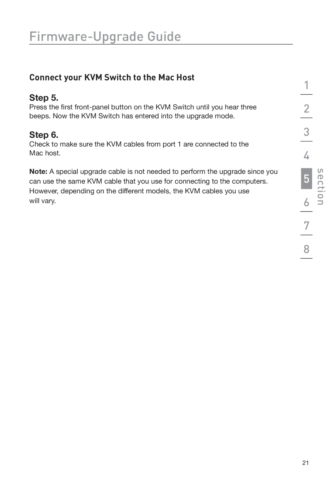 Belkin F1DS104L, F1DS102L manual Connect your KVM Switch to the Mac Host Step 