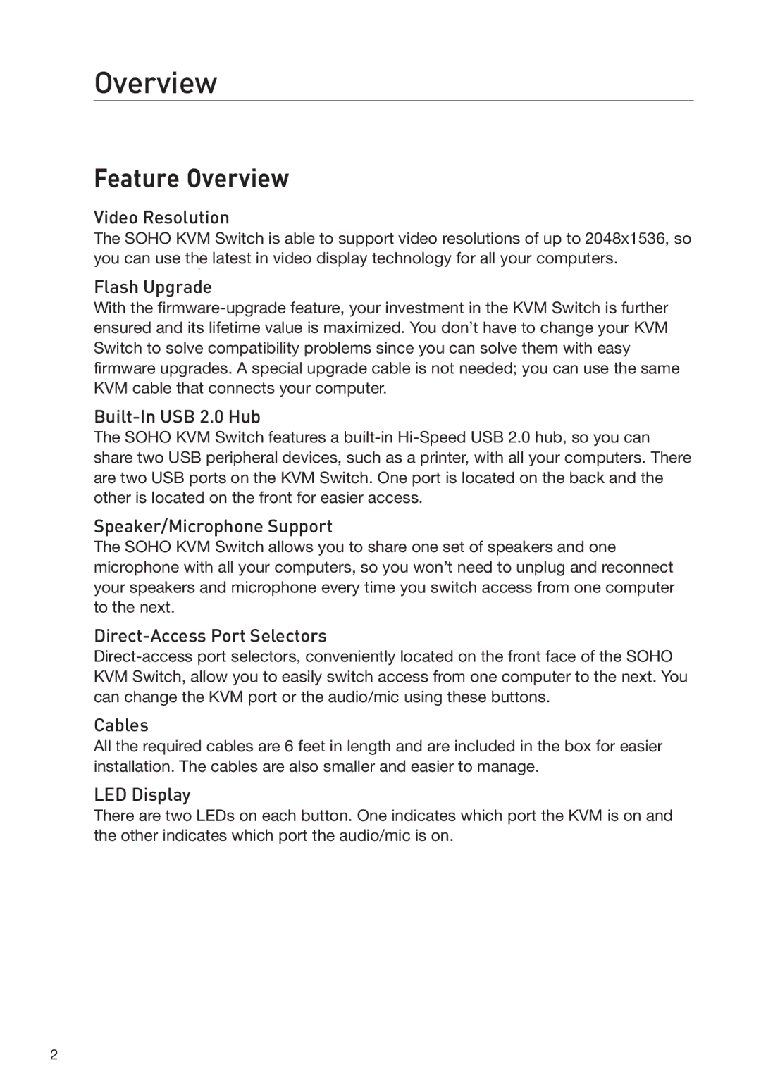 Belkin F1DS102L, F1DS104L manual Feature Overview 