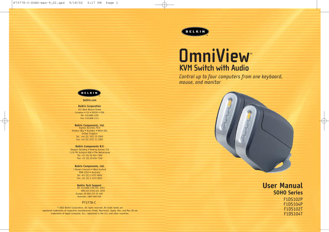 Belkin F1DS102P user manual OmniView 