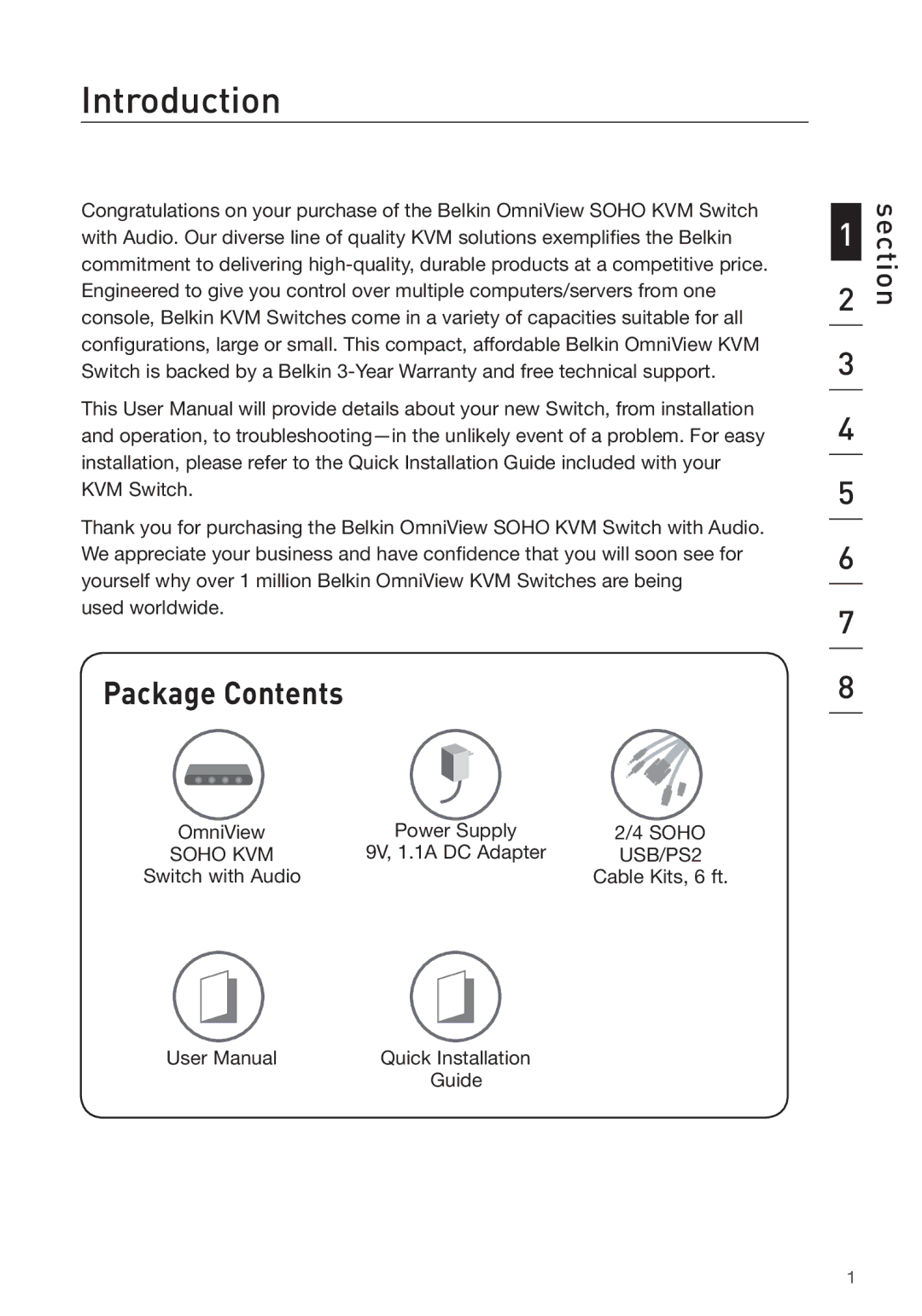 Belkin F1DS104J manual Introduction, Package Contents 