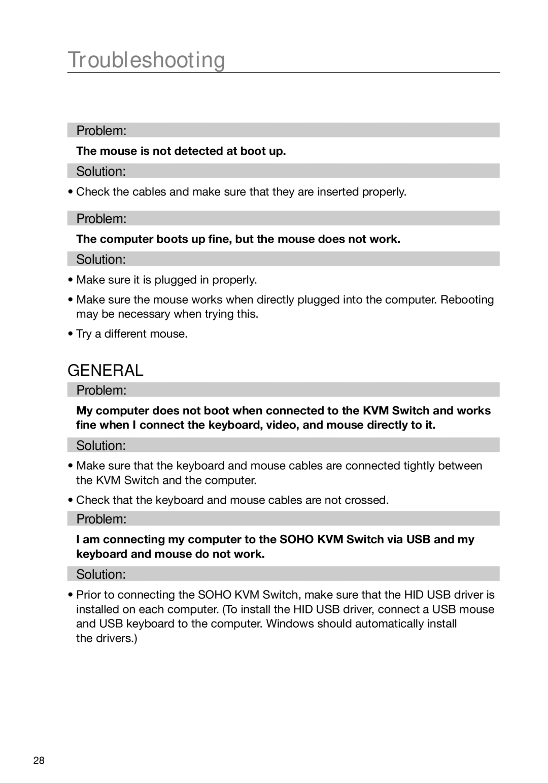 Belkin F1DS104J manual Troubleshooting, General 