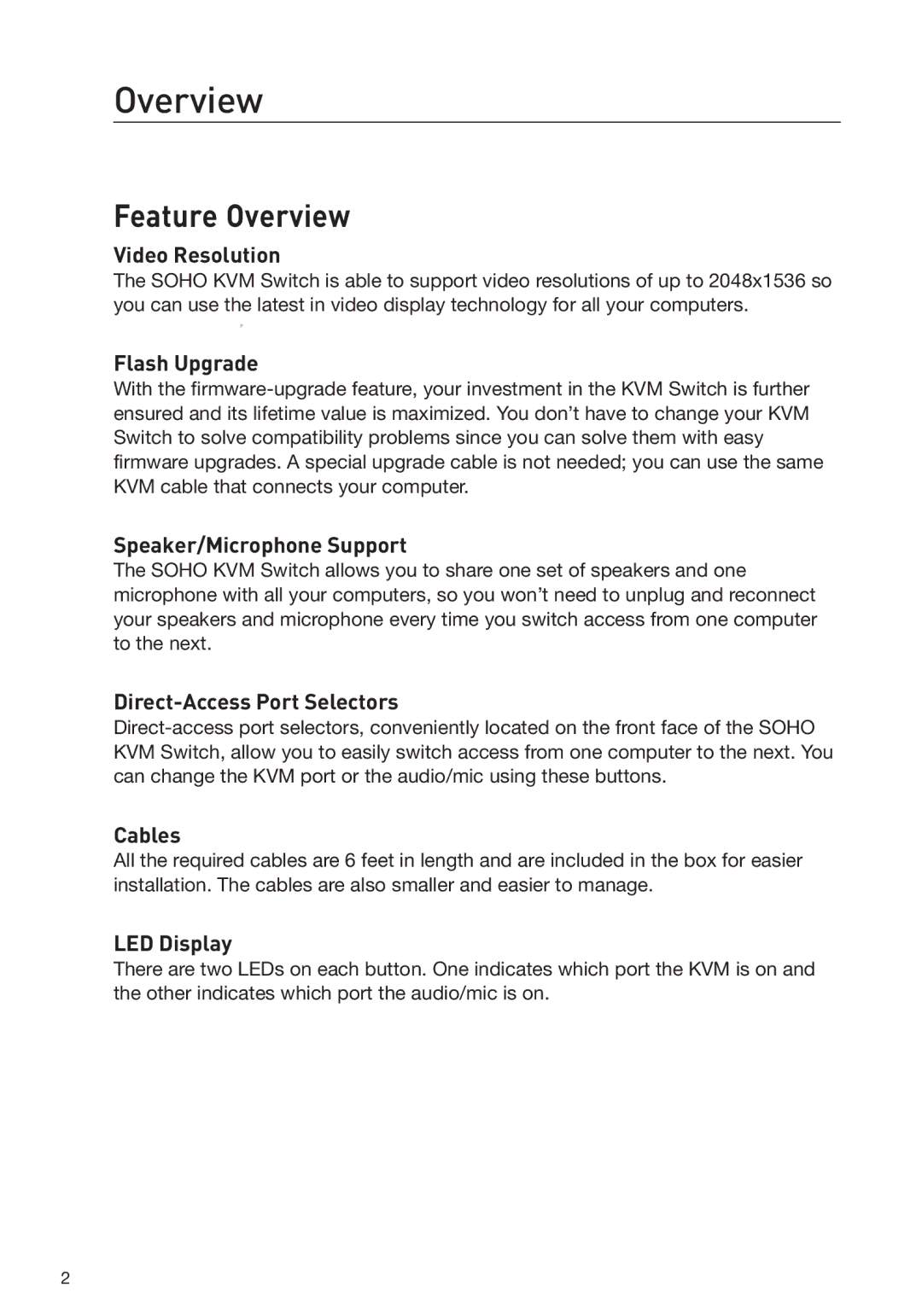 Belkin F1DS104J manual Feature Overview 