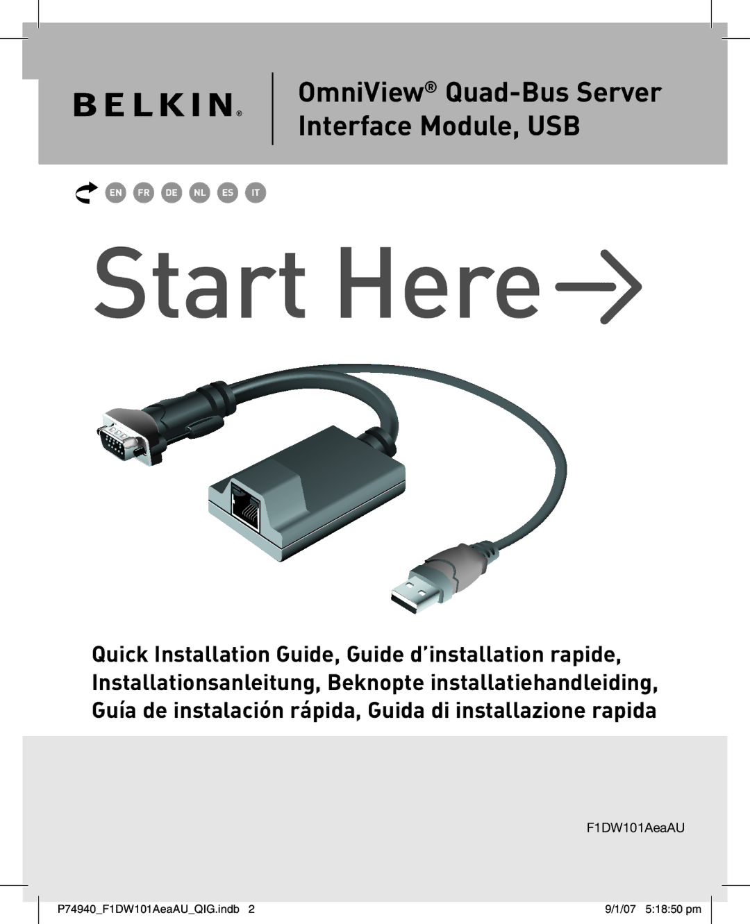 Belkin F1DW101AEAAU manual Start Here 