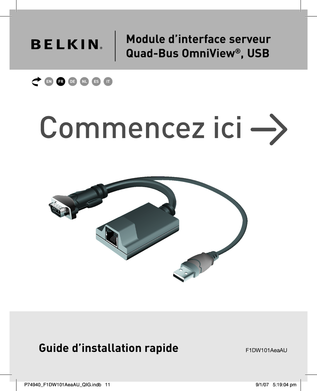 Belkin F1DW101AEAAU manual Commencez ici 