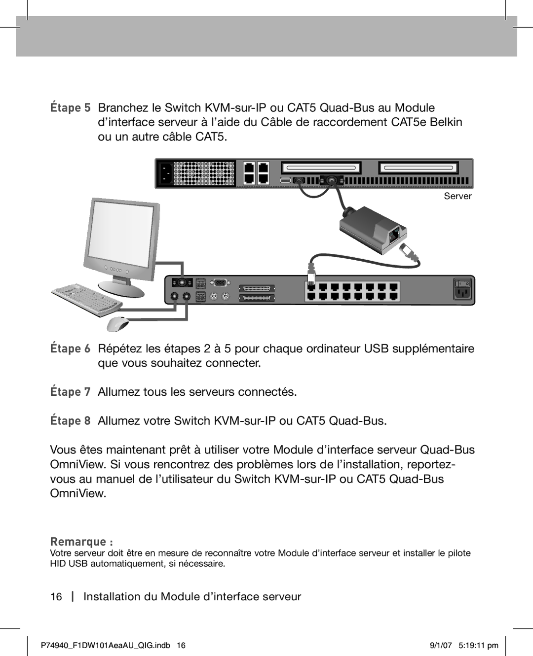 Belkin F1DW101AEAAU manual Remarque 