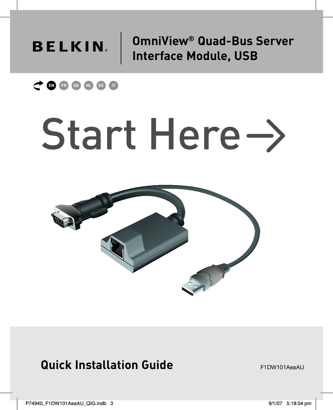 Belkin F1DW101AEAAU manual Quick Installation Guide 