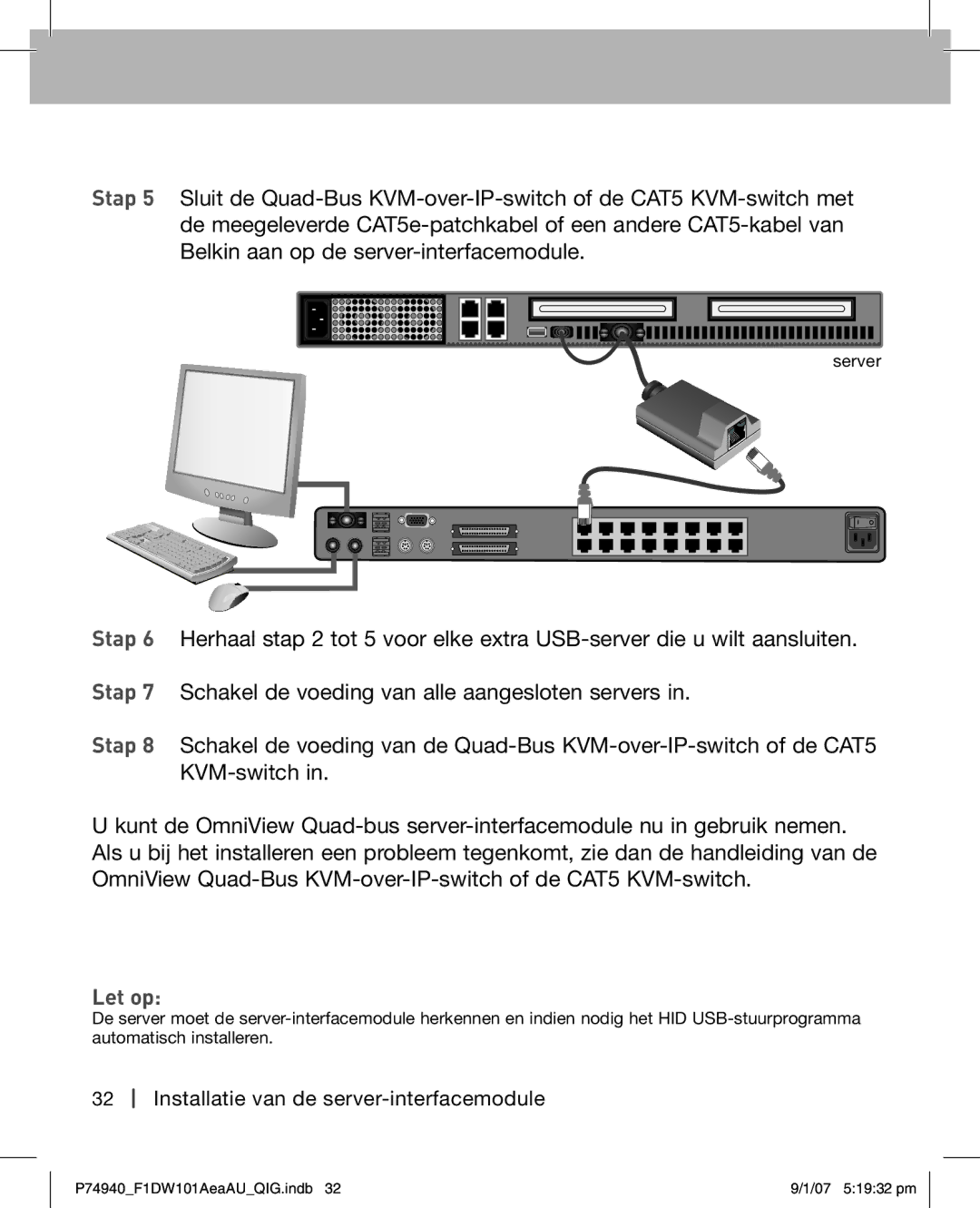 Belkin F1DW101AEAAU manual Let op 