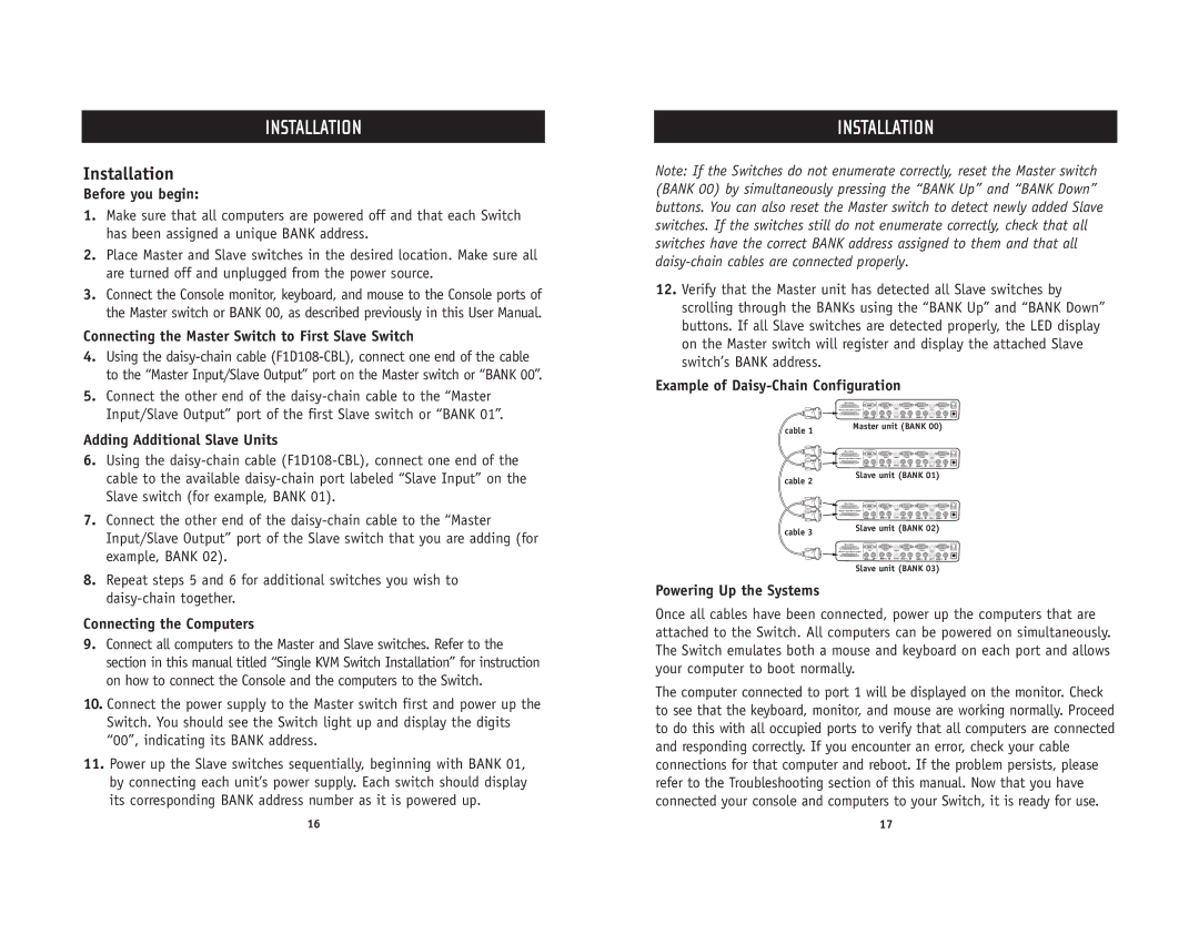 Belkin F1DZ104T, F1DZ102T user manual Installation 