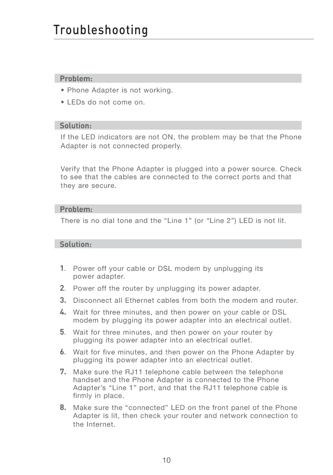 Belkin F1PG200ENAU user manual Troubleshooting, Problem, Solution 