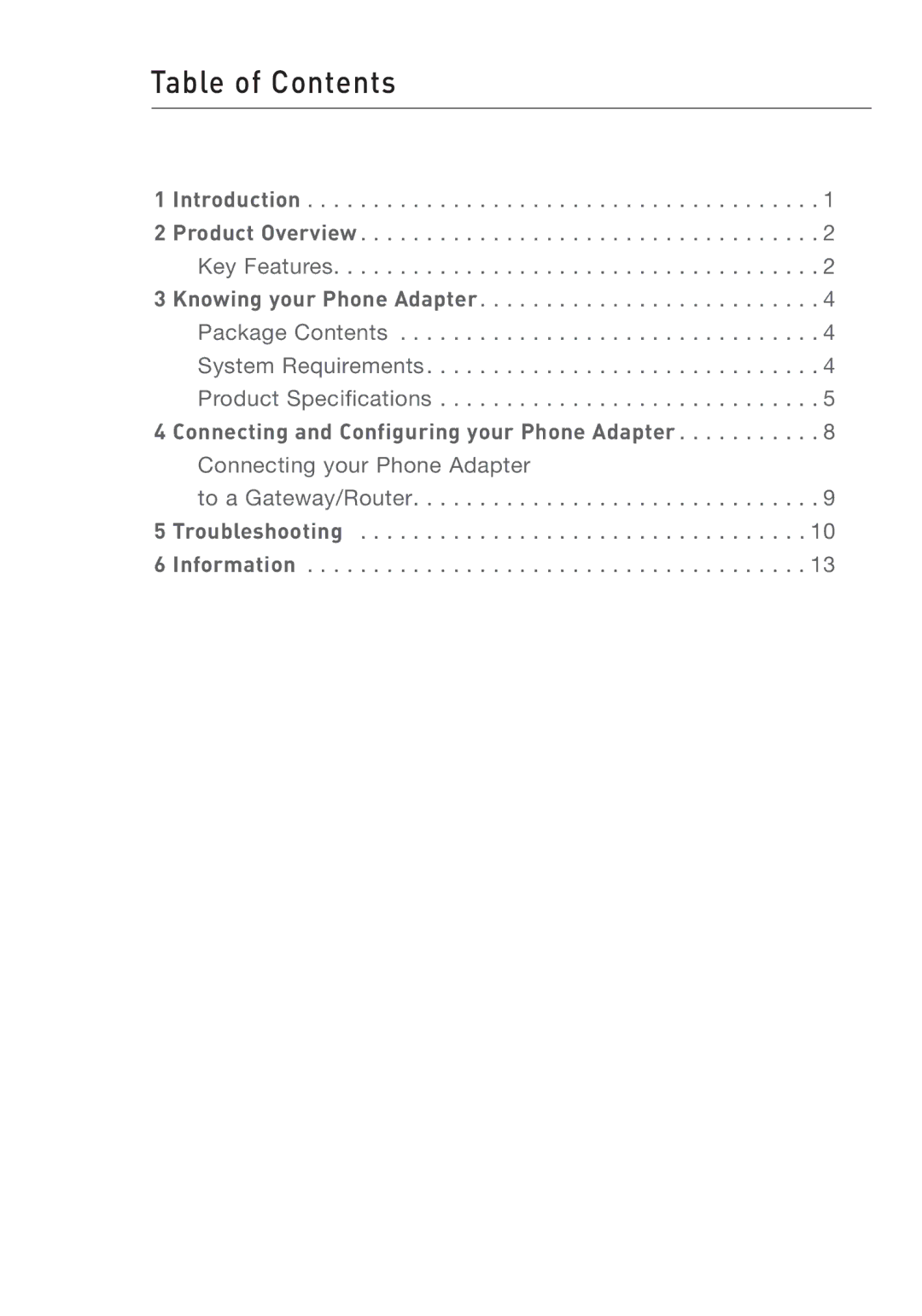 Belkin F1PG200ENAU user manual Table of Contents 