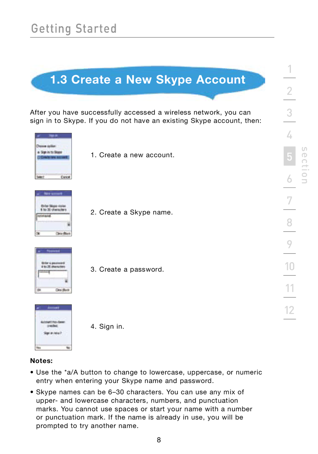 Belkin F1PP000GN-SK user manual Create a New Skype Account 