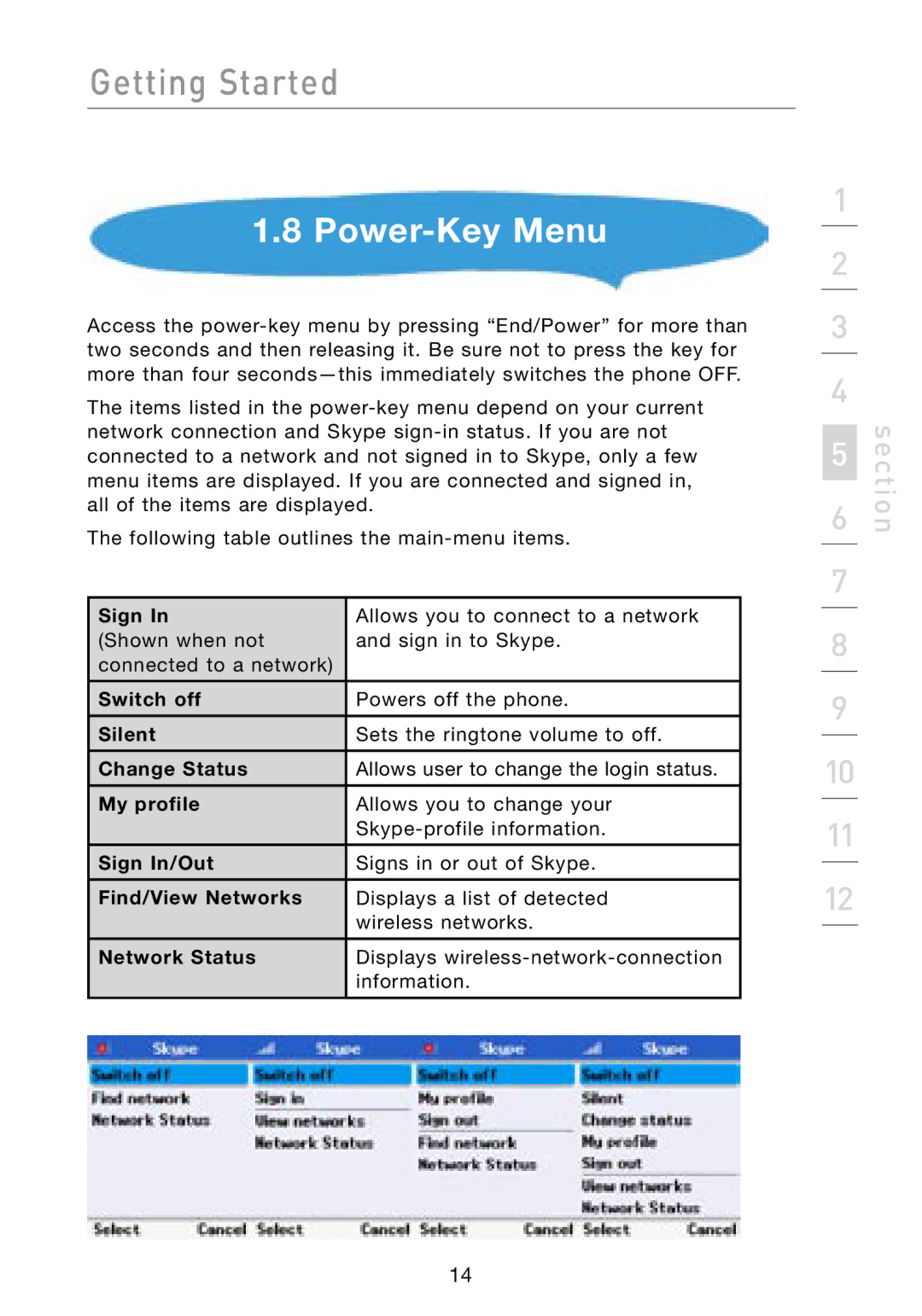 Belkin F1PP000GN-SK user manual Power-Key Menu 