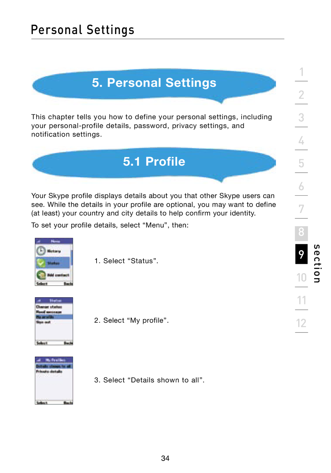 Belkin F1PP000GN-SK user manual Personal Settings, Profile 