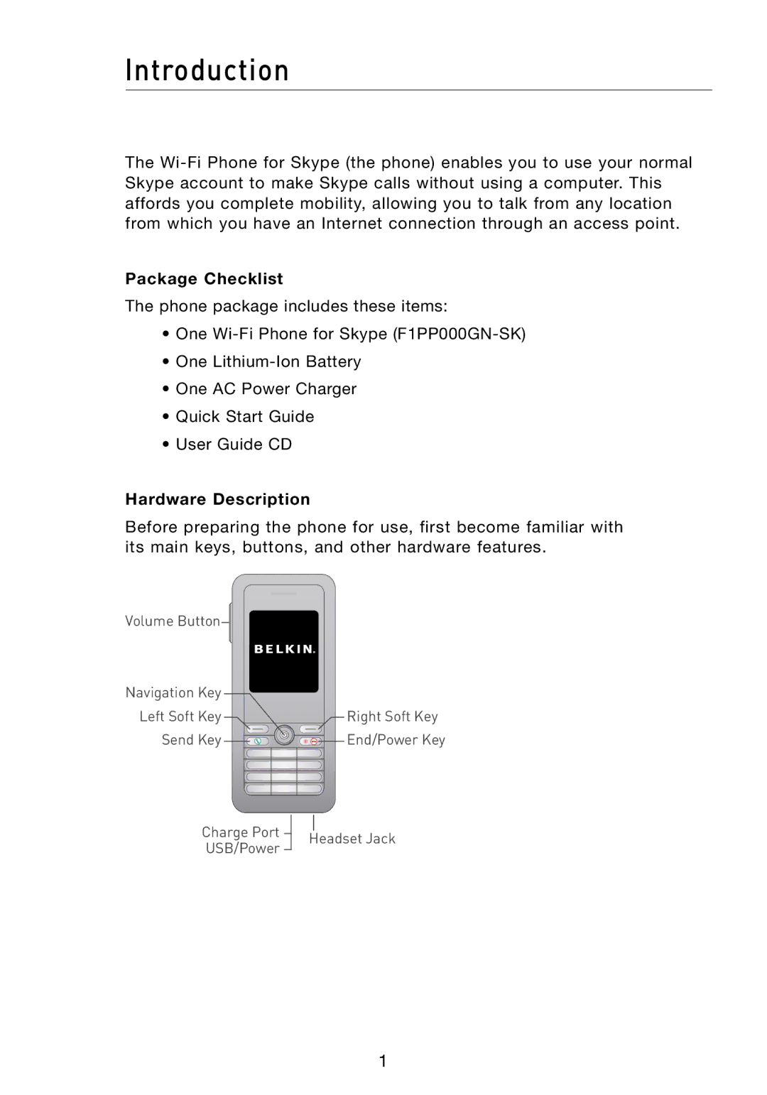 Belkin F1PP000GN-SK user manual Introduction, Package Checklist, Hardware Description 