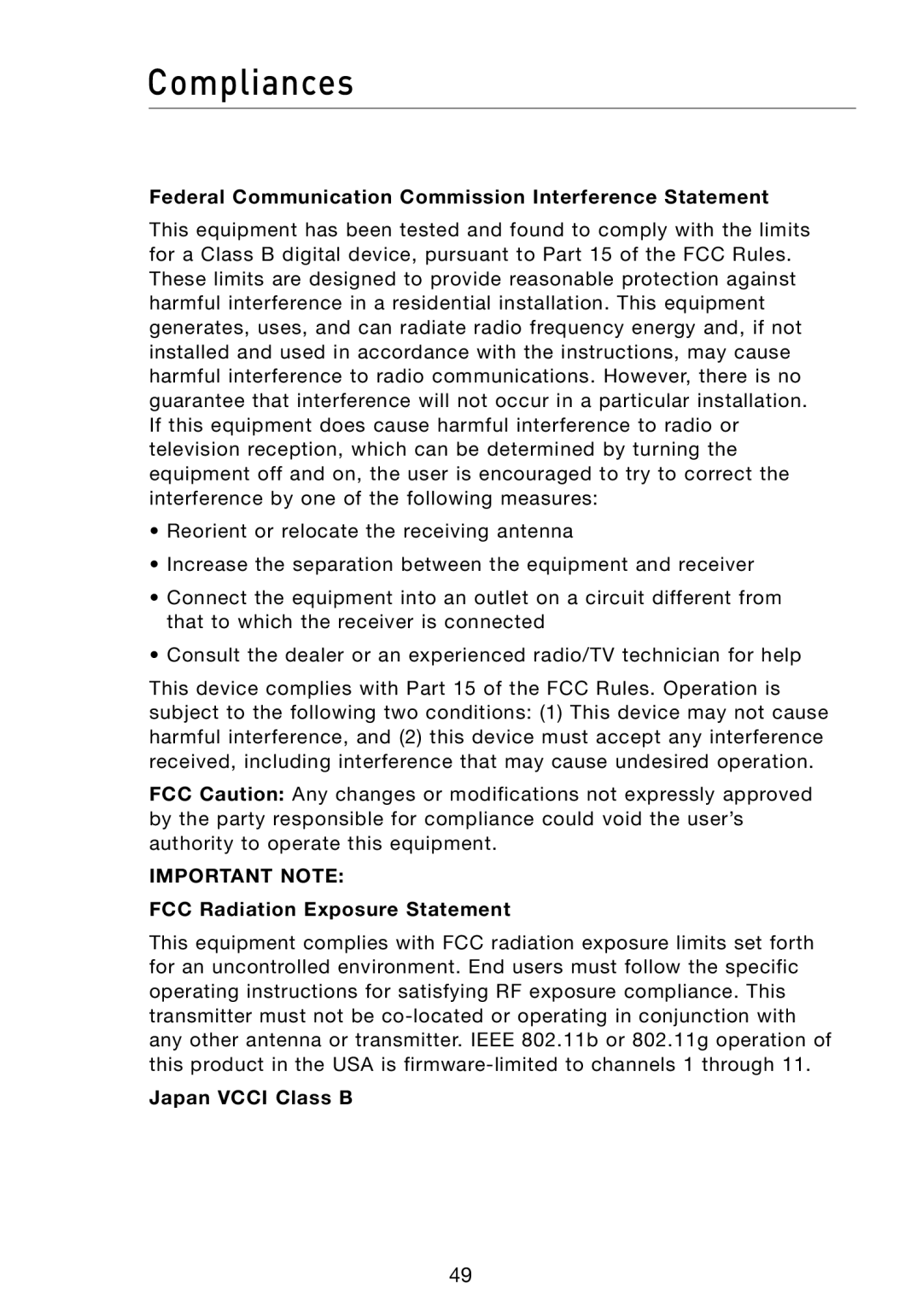 Belkin F1PP000GN-SK Compliances, Federal Communication Commission Interference Statement, FCC Radiation Exposure Statement 