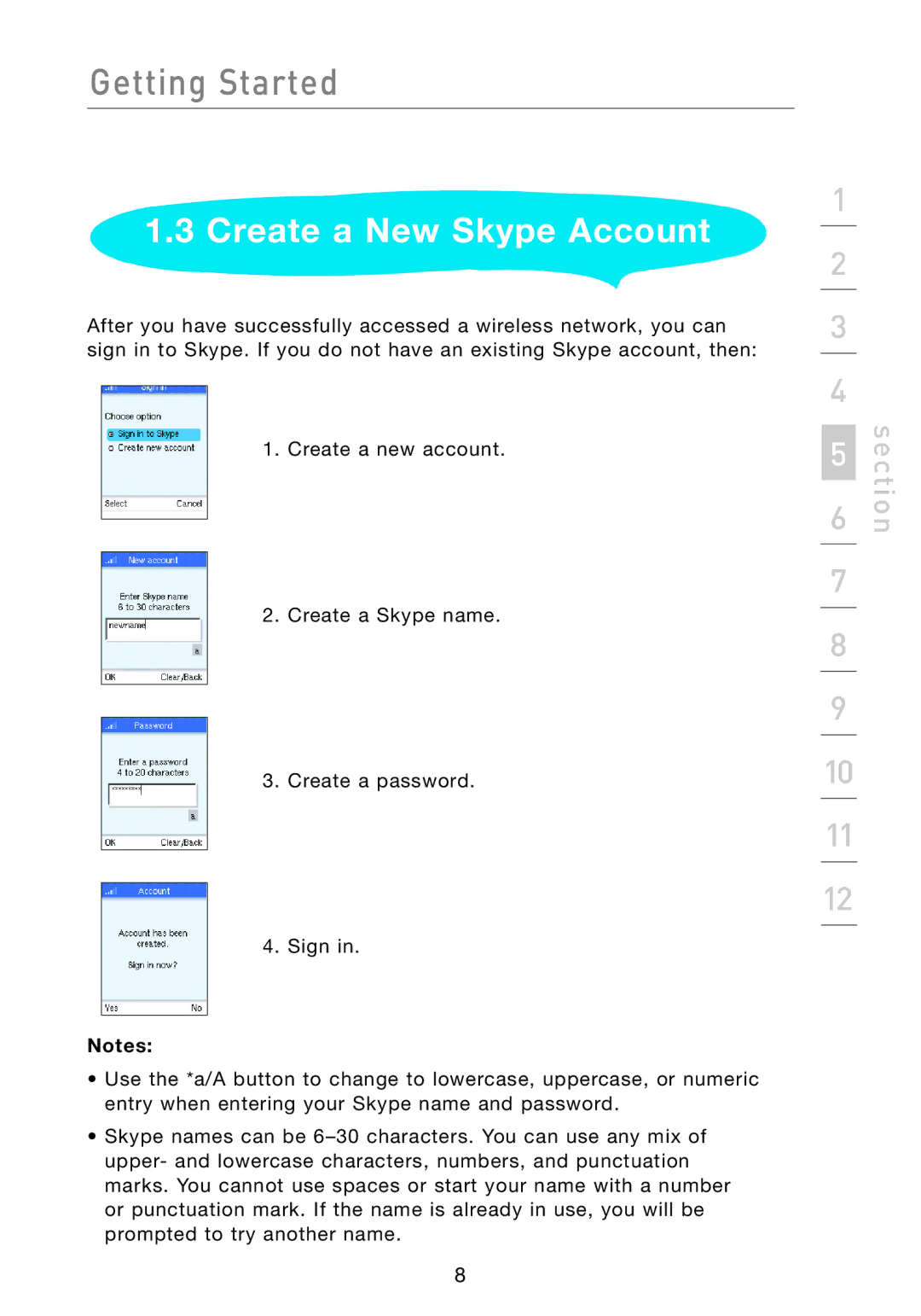 Belkin F1PP000GN-SK manual Create a New Skype Account 