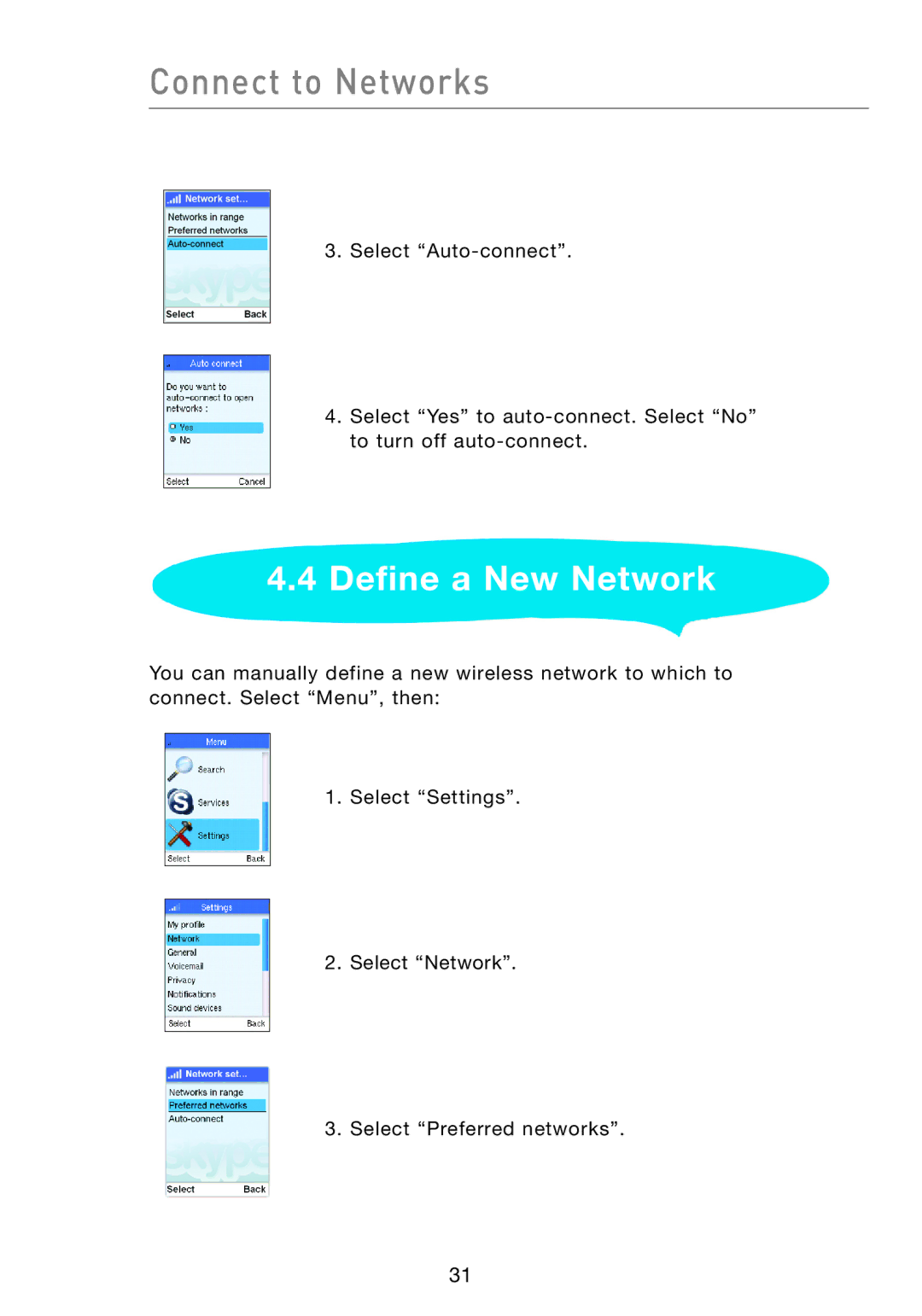 Belkin F1PP000GN-SK manual Define a New Network 