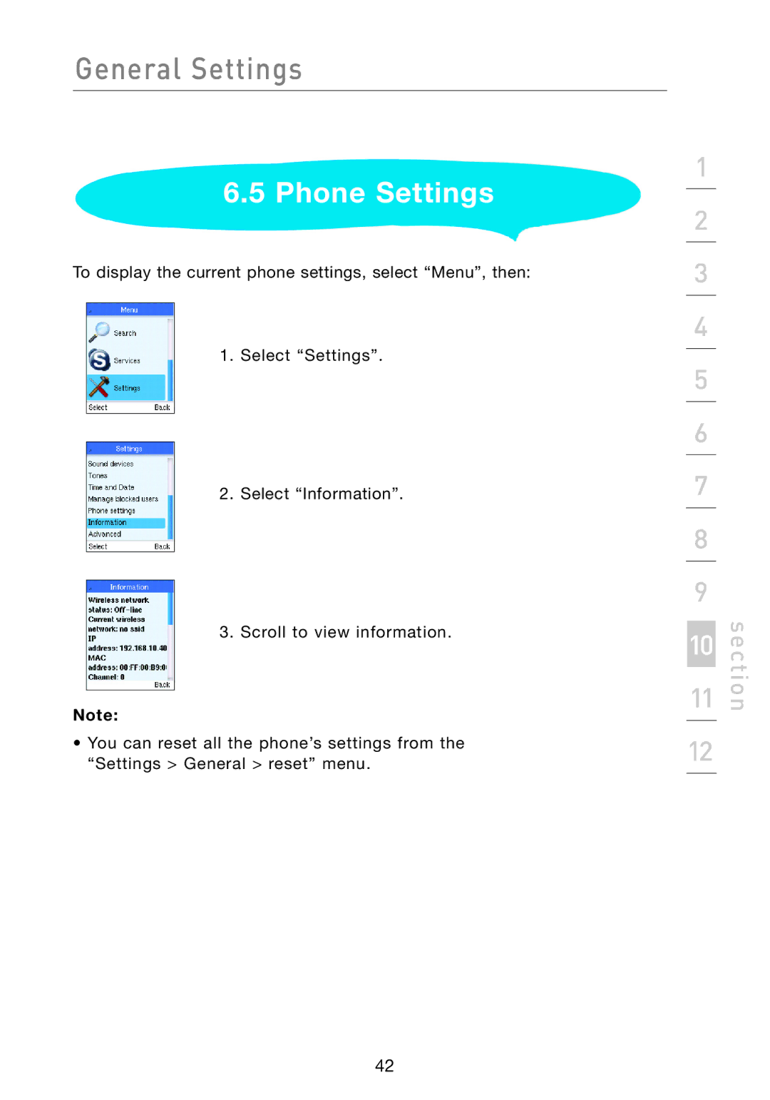 Belkin F1PP000GN-SK manual Phone Settings 