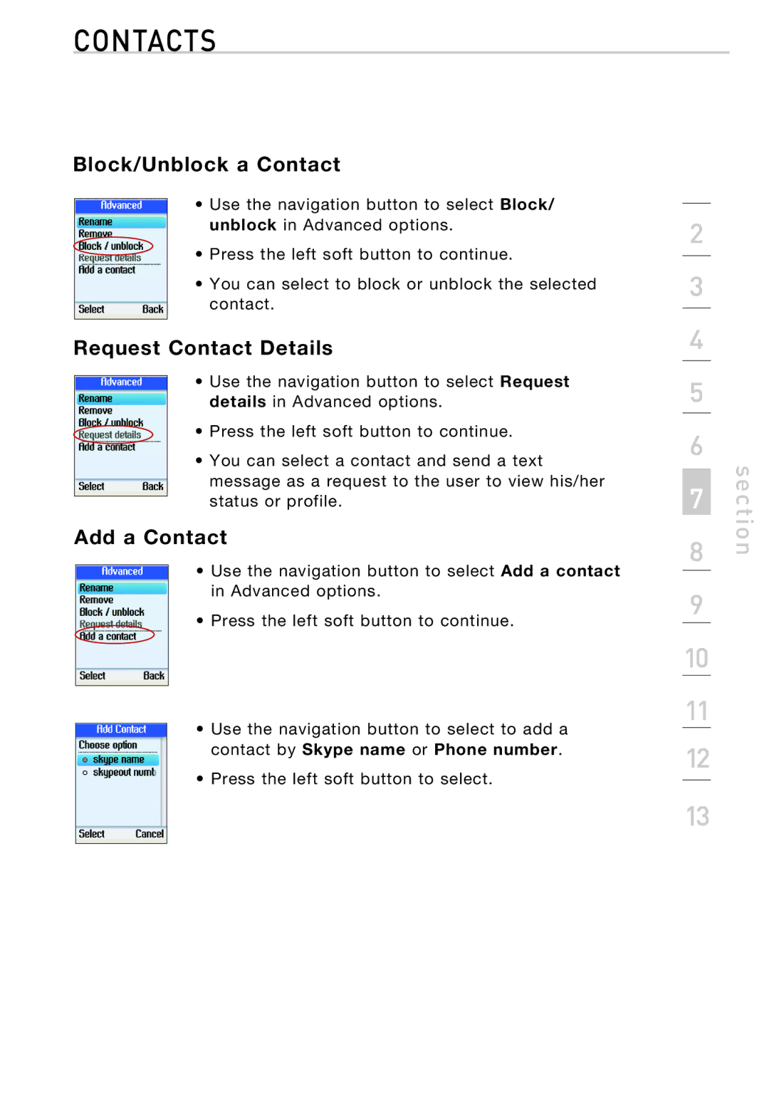 Belkin F1PP010EN-SK manual Block/Unblock a Contact, Request Contact Details, Add a Contact 