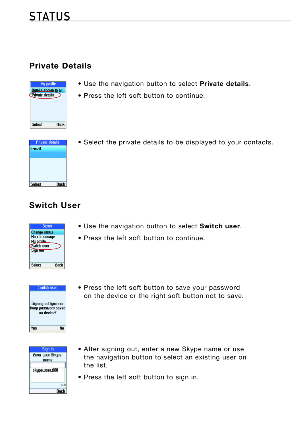 Belkin F1PP010EN-SK manual Private Details, Switch User 