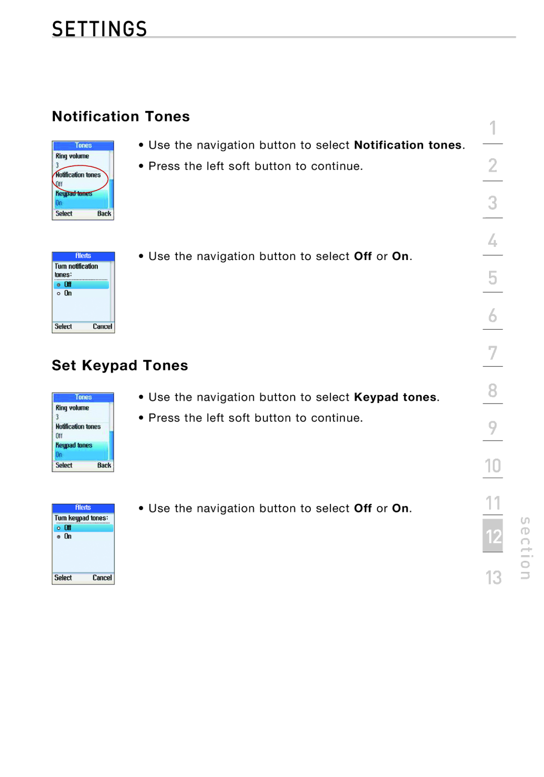 Belkin F1PP010EN-SK manual Notification Tones, Set Keypad Tones 