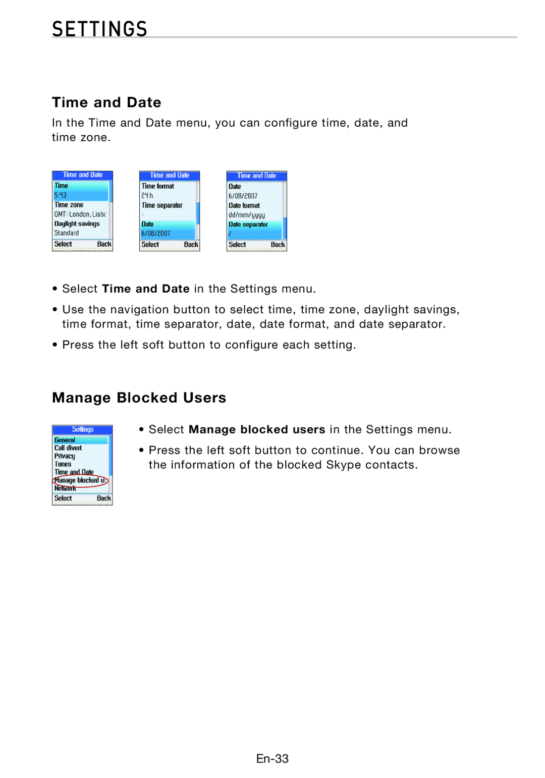 Belkin F1PP010EN-SK manual Time and Date, Manage Blocked Users 