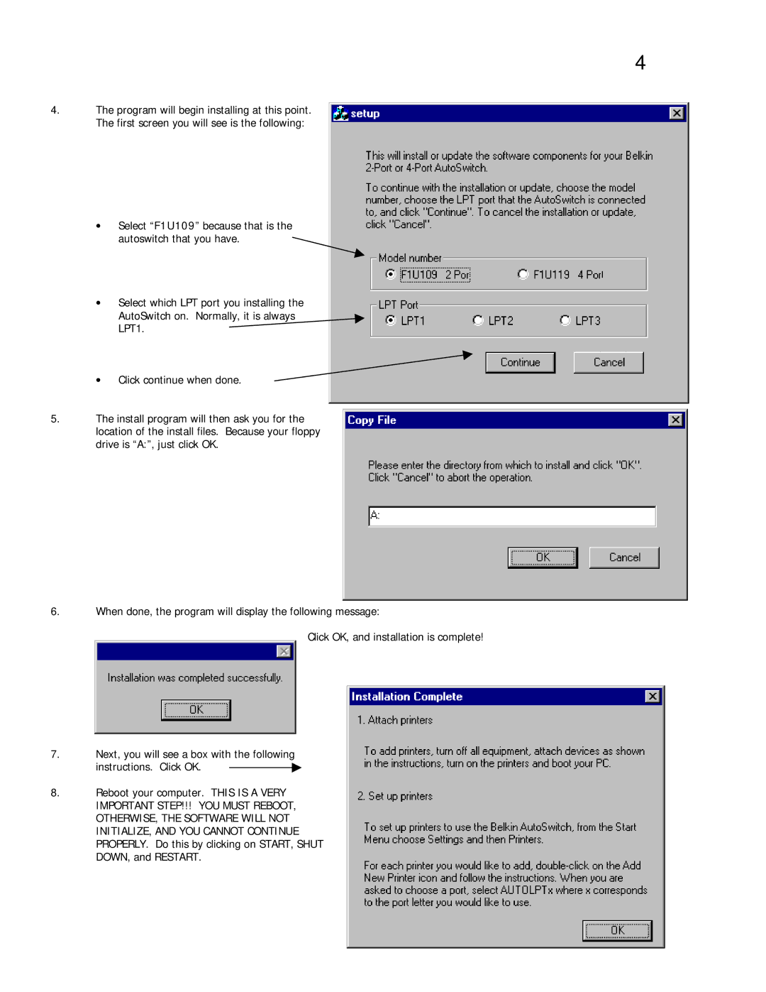 Belkin F1U109 user manual 