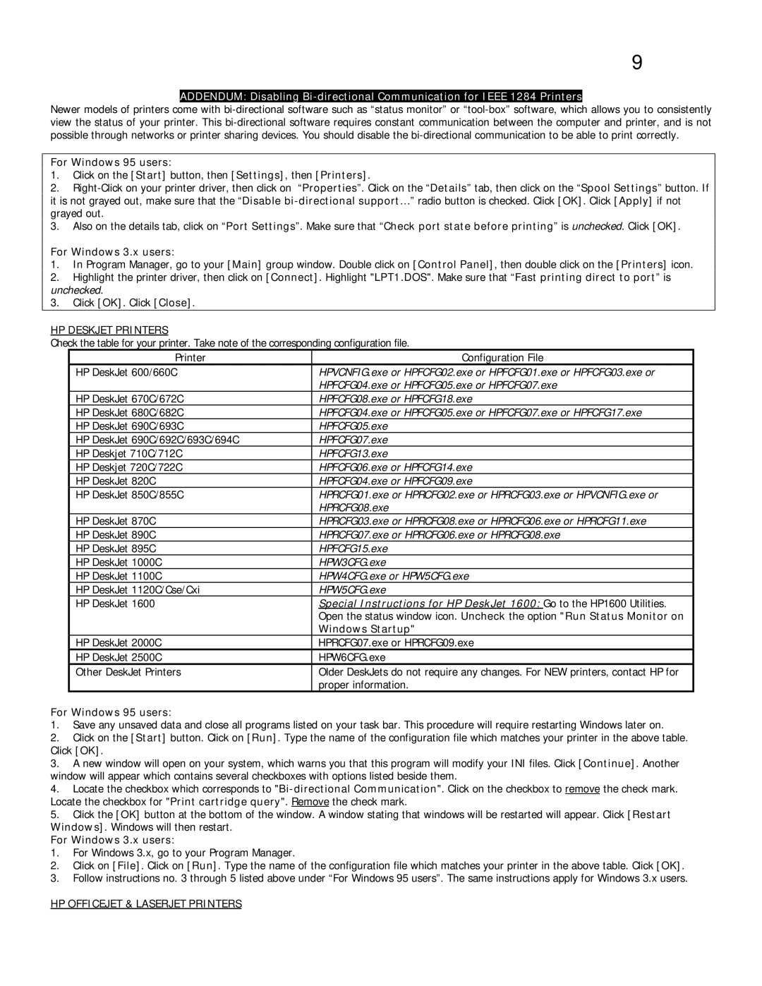 Belkin F1U109 user manual For Windows 95 users, For Windows 3.x users, Windows Startup 