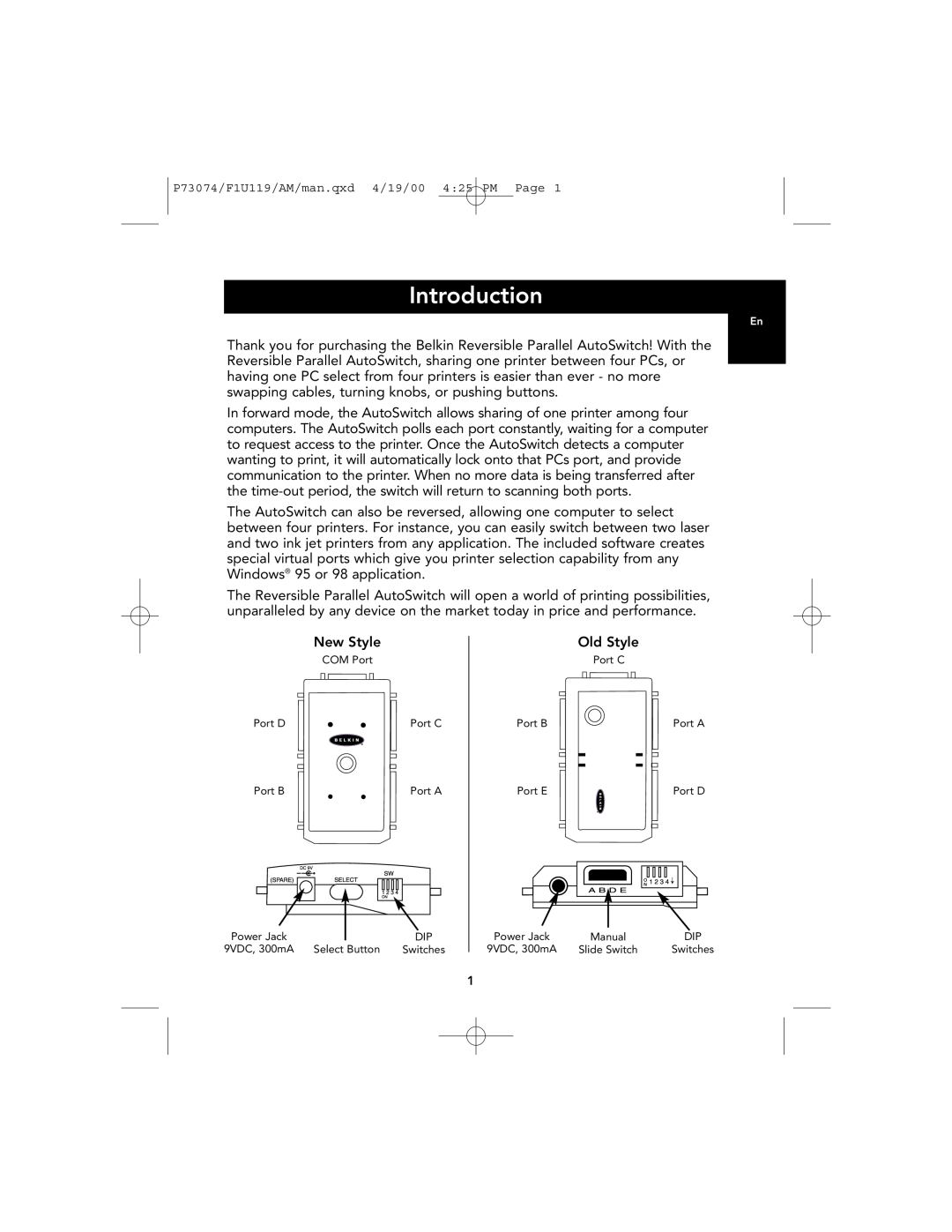Belkin F1U119 user manual Introduction 
