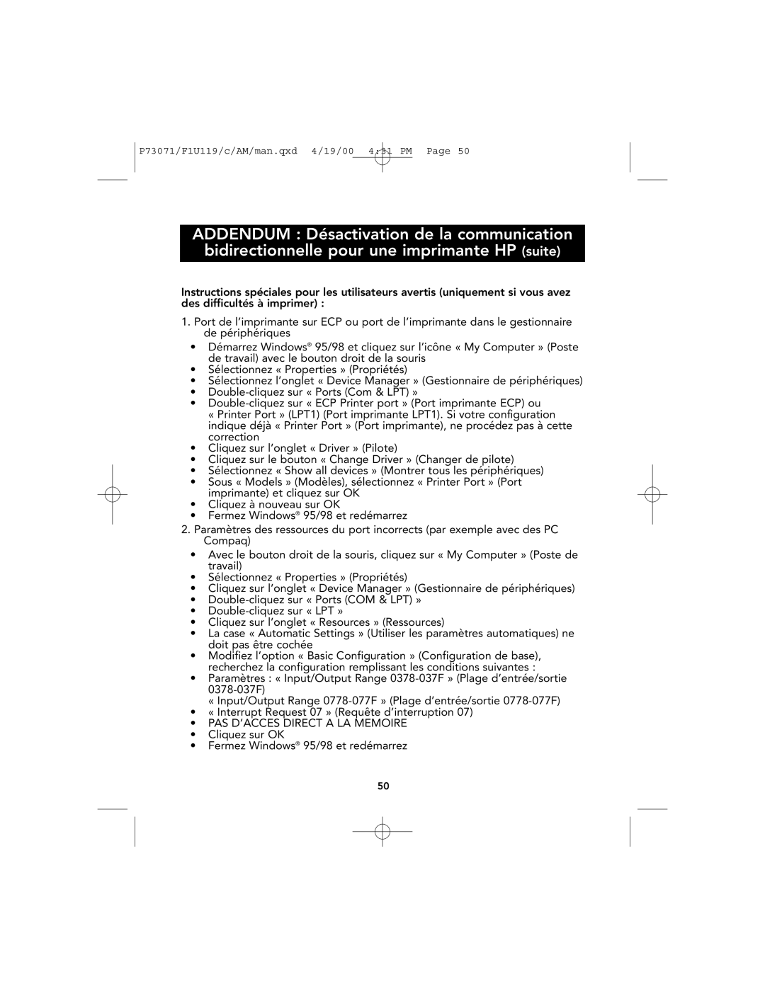 Belkin F1U119 user manual Sélectionnez « Properties » Propriétés 