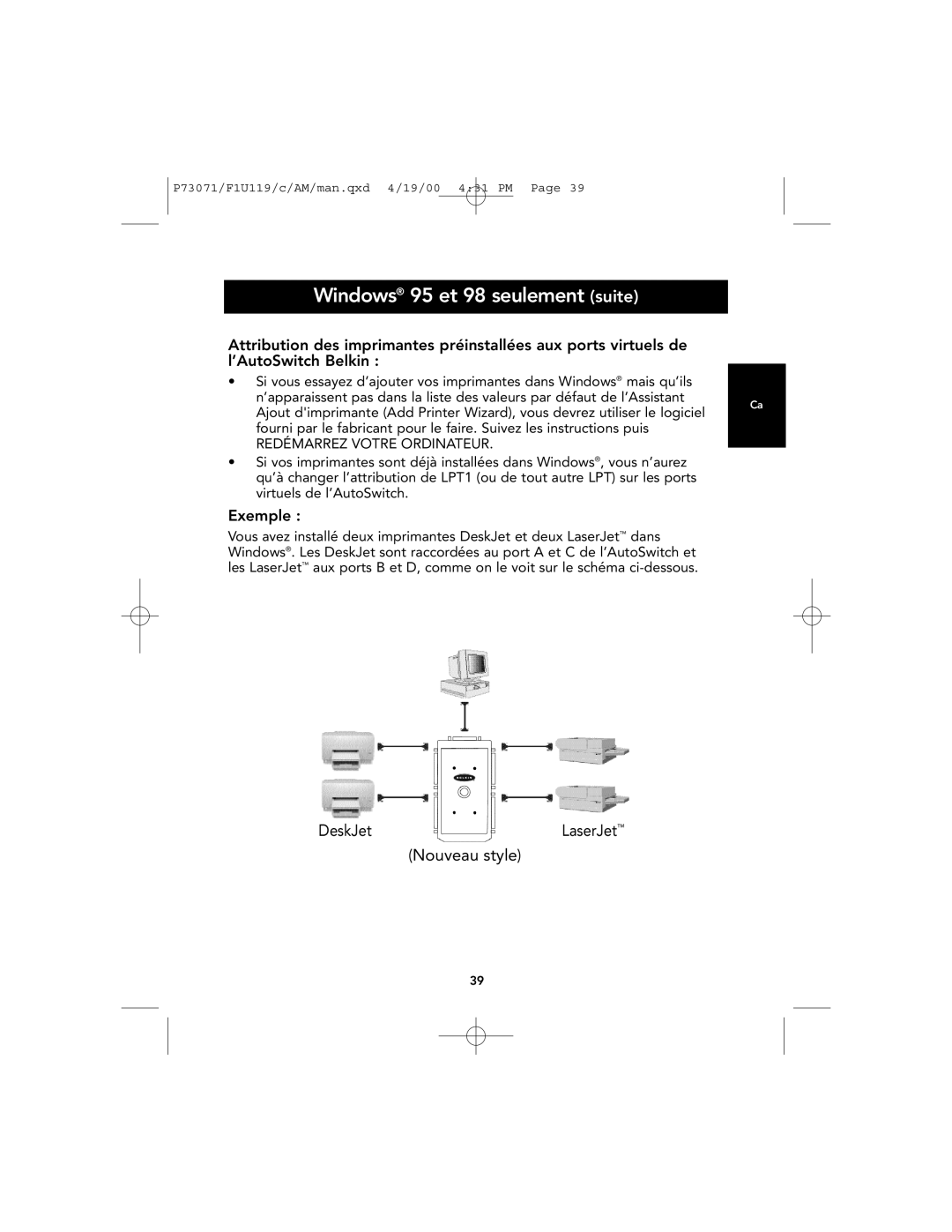 Belkin F1U119 user manual Exemple, Redémarrez Votre Ordinateur 