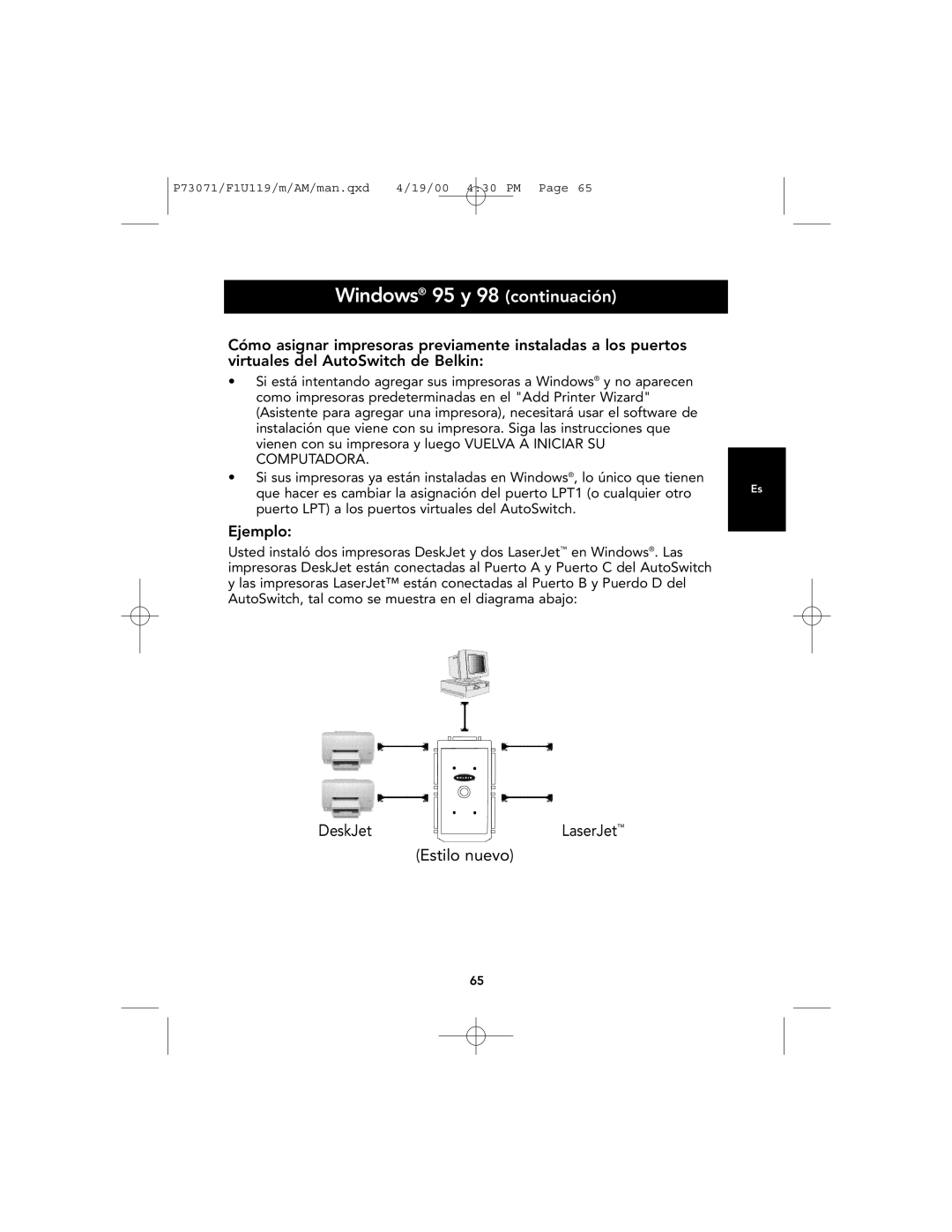 Belkin F1U119 user manual Ejemplo 