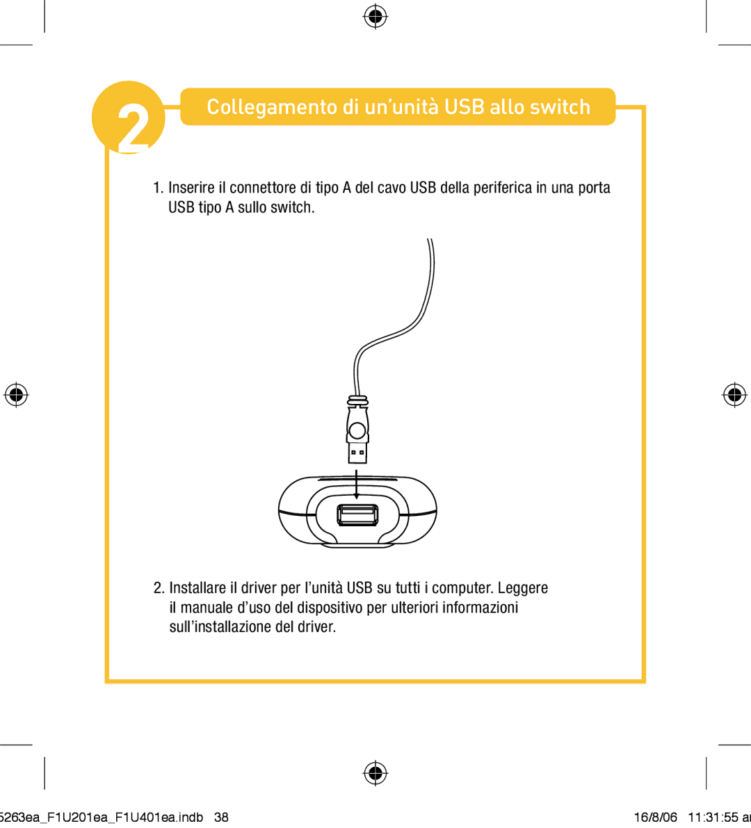 Belkin F1U201VEA1 manual Collegamento di un’unità USB allo switch 