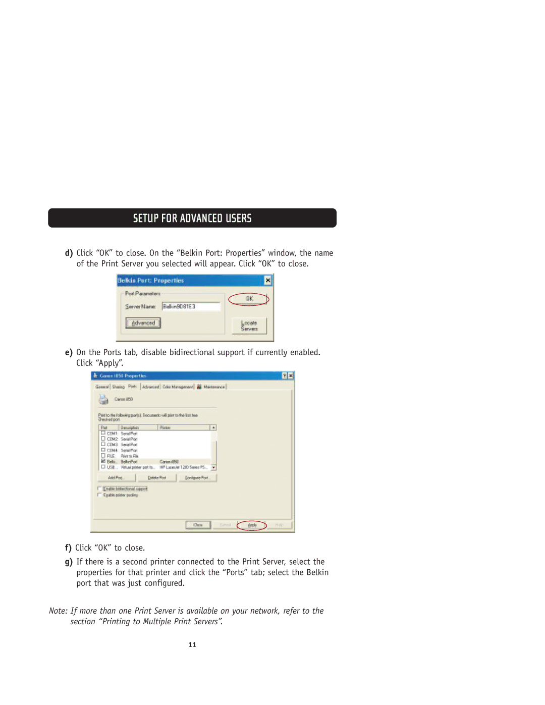 Belkin F1UP0001 user manual Setup for Advanced Users 