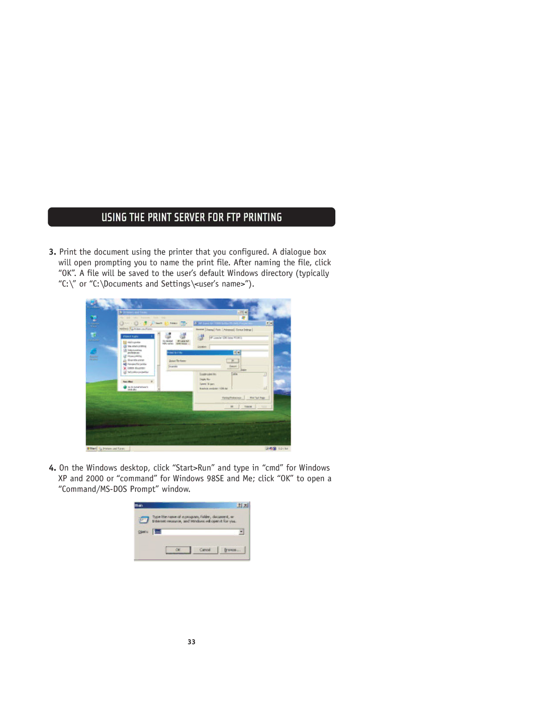 Belkin F1UP0001 user manual Using the Print Server for FTP Printing 