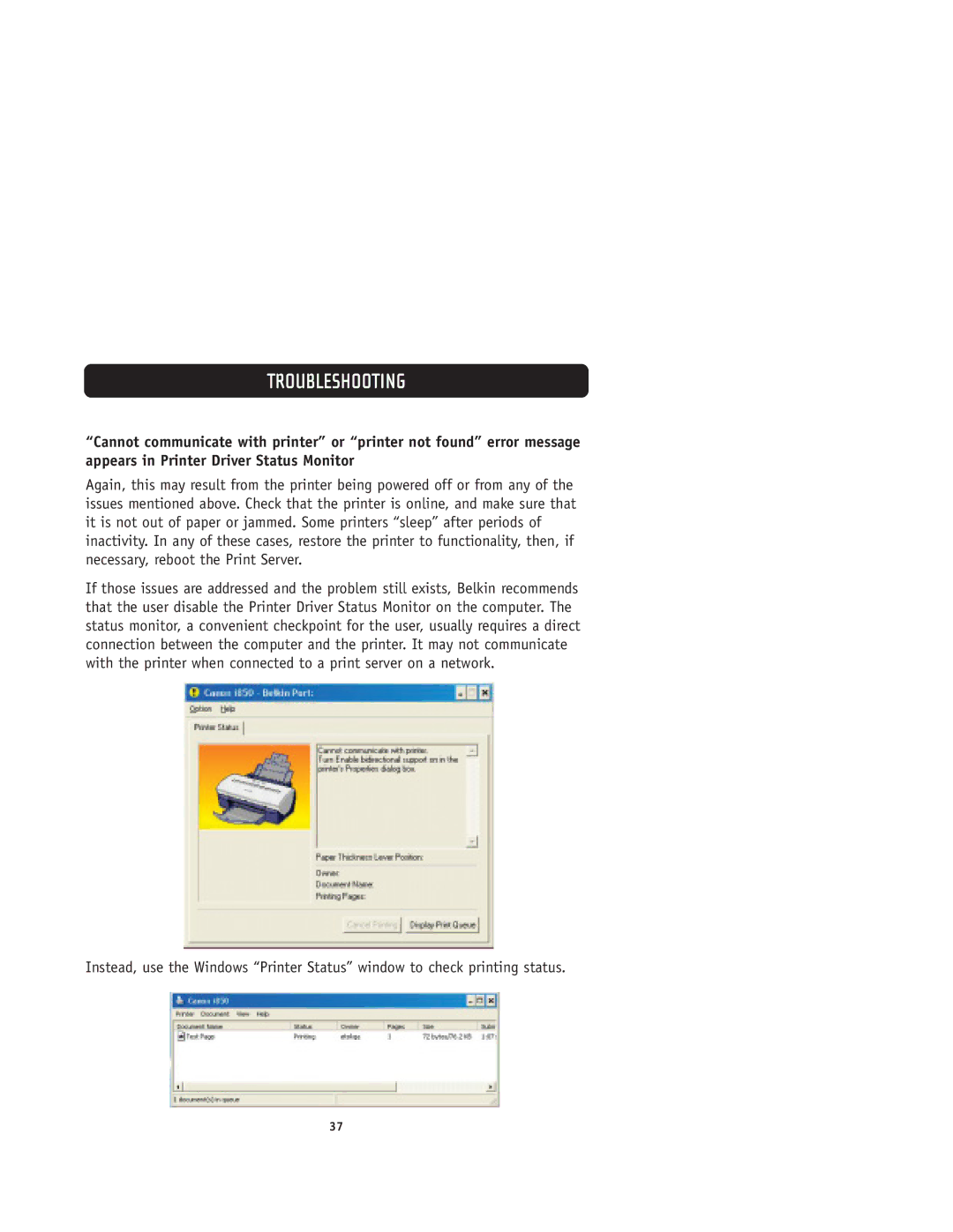 Belkin F1UP0001 user manual Troubleshooting 