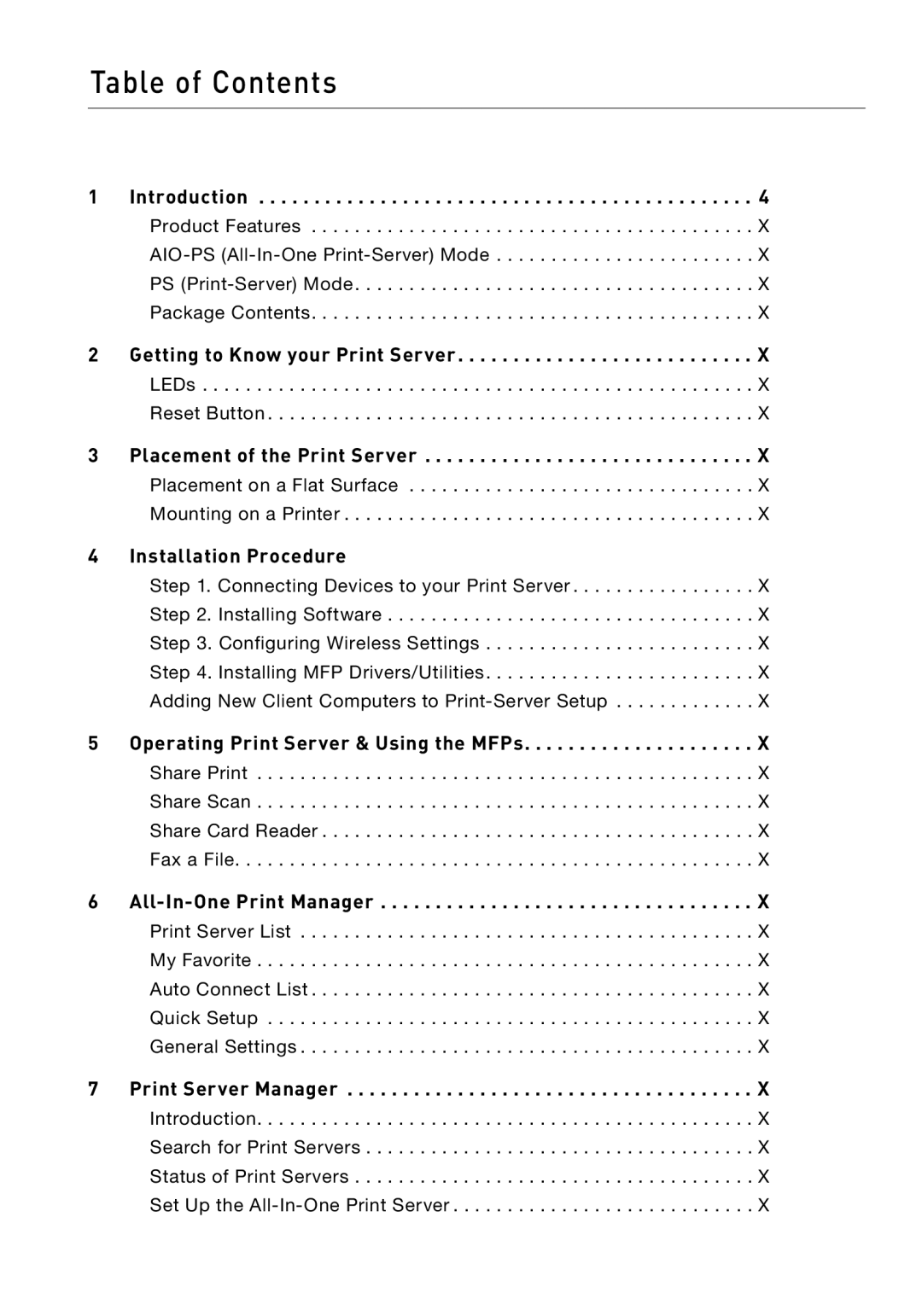 Belkin F1UP002 manual Table of Contents 